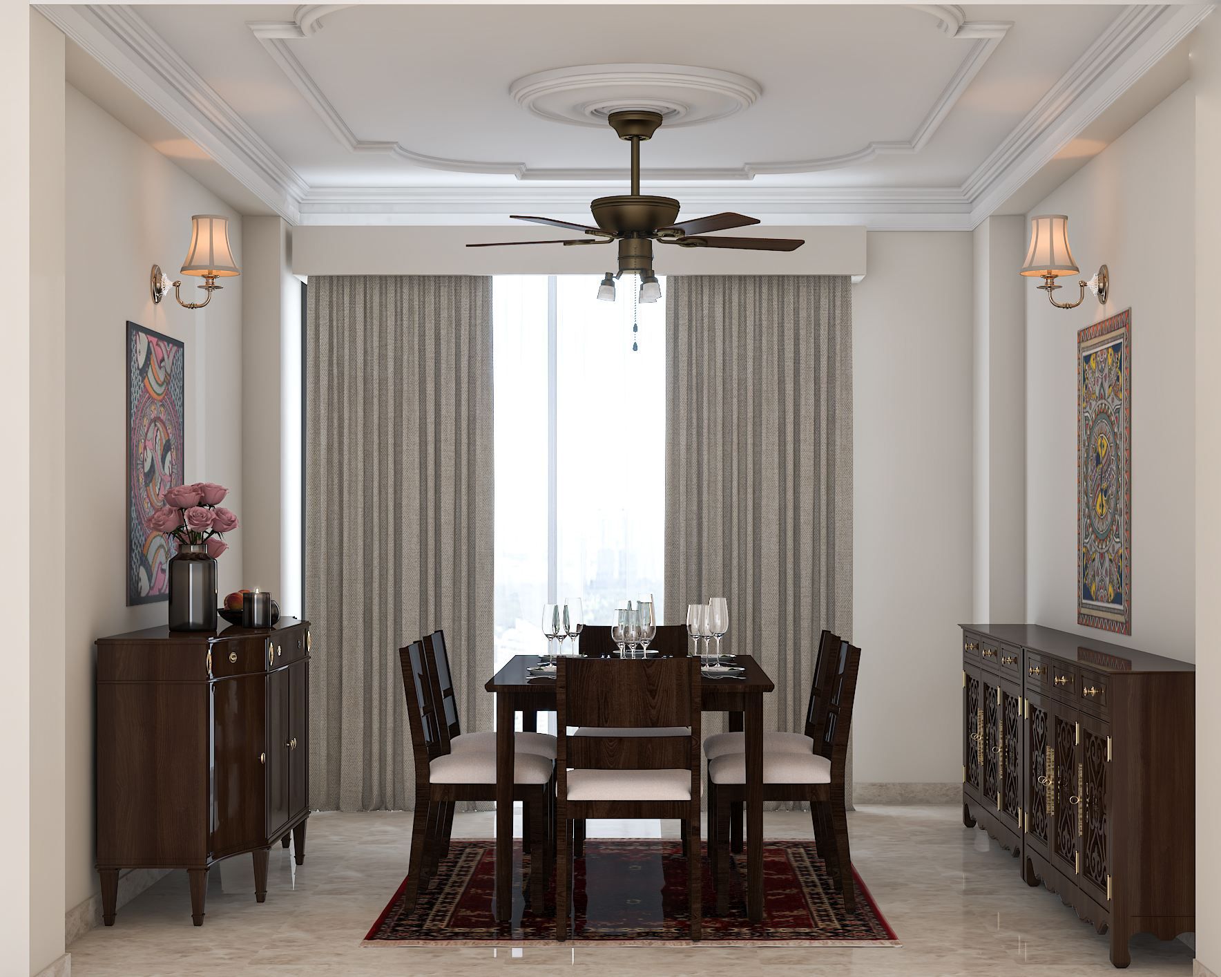 Antique Styled Spacious Dining Room Design