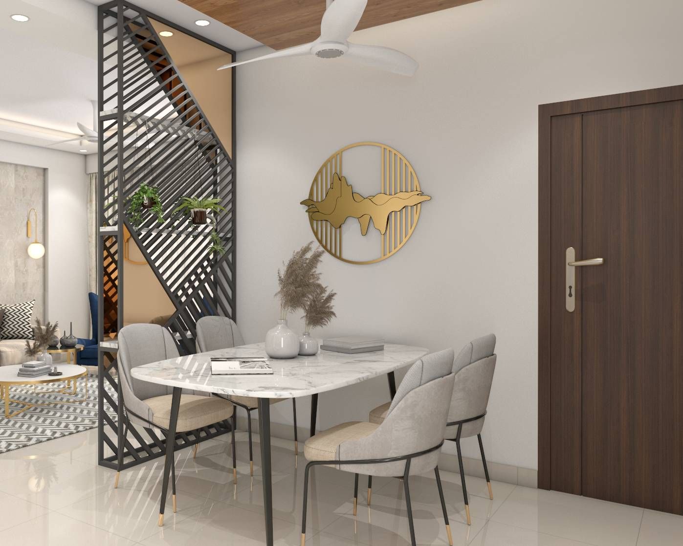 All-White 4-Seater Compact Dining Room Design | Livspace