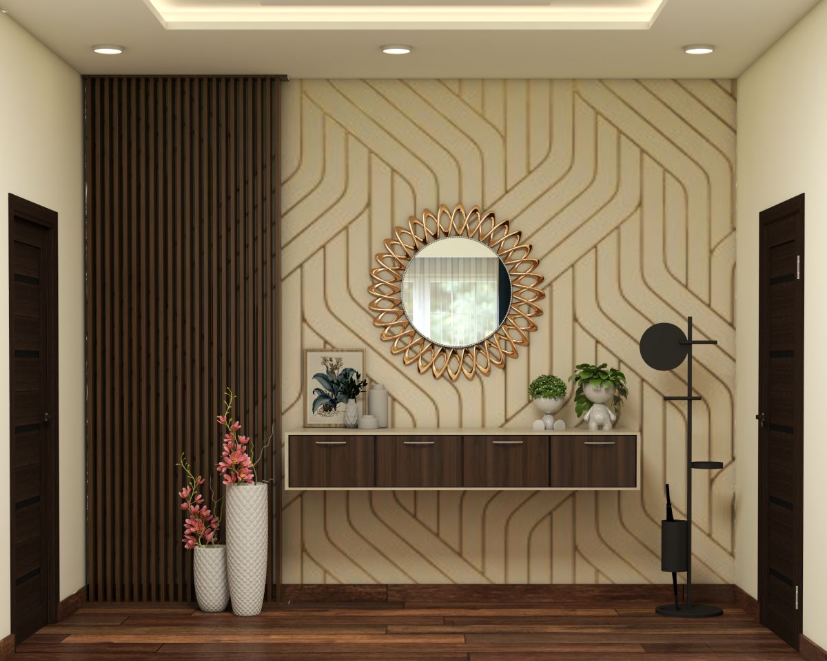 Spacious Modern Low Maintenance Decorative Foyer Design | Livspace