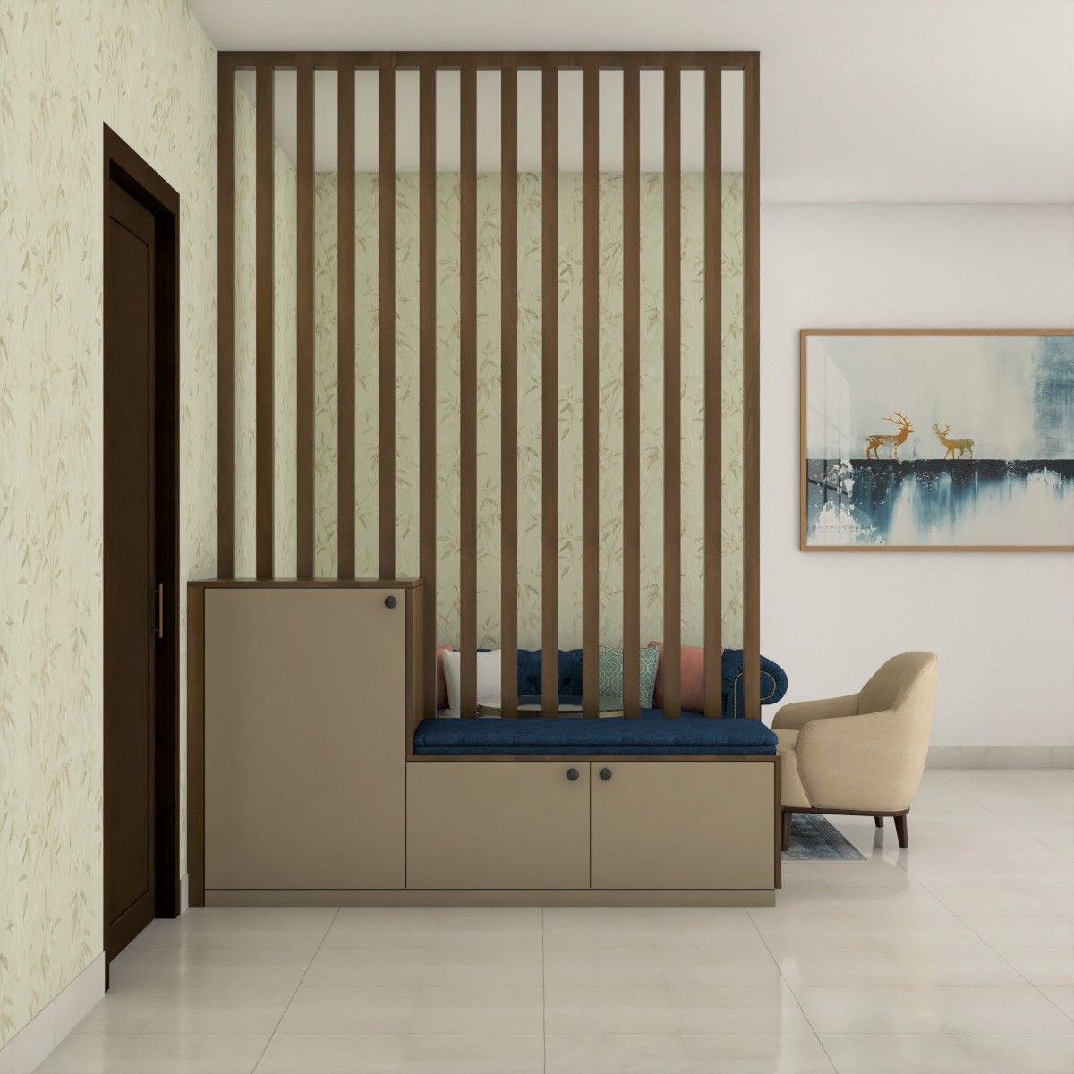 Modern Foyer Design with Partitioned Panels