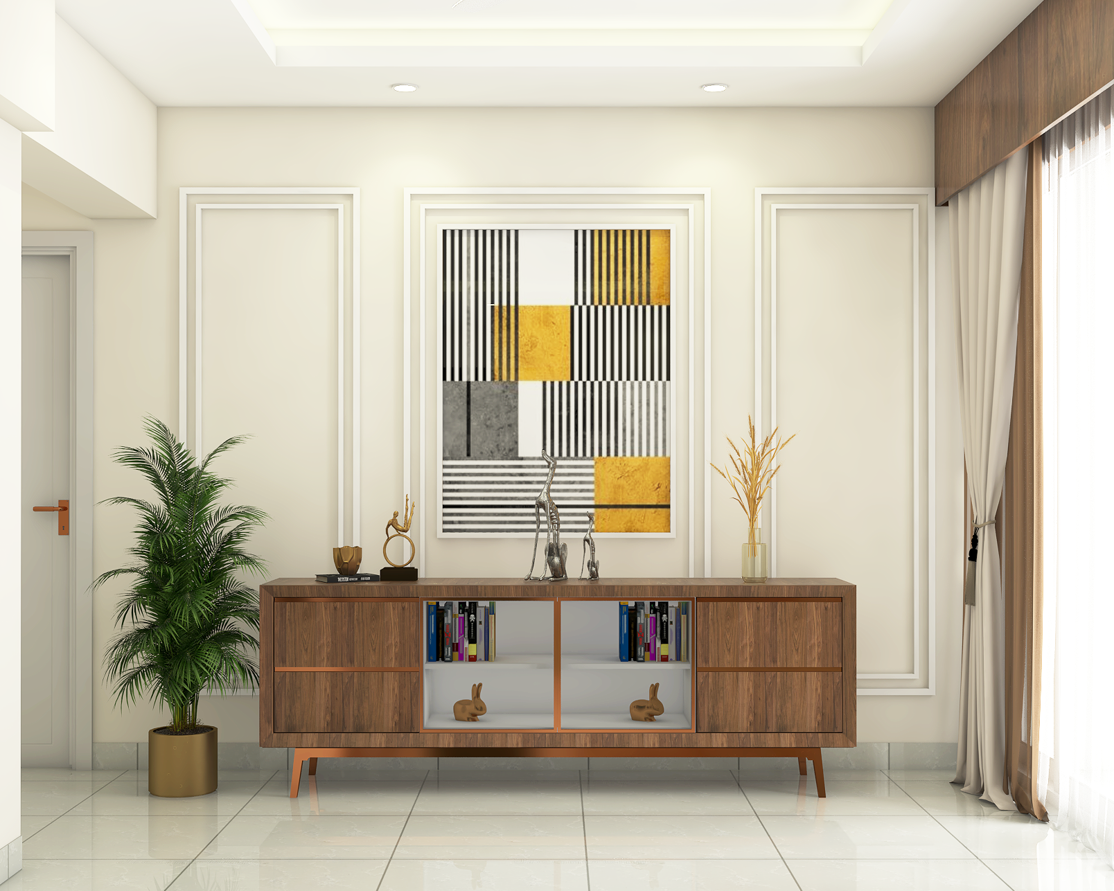 Contemporary Foyer Design With Storage Unit