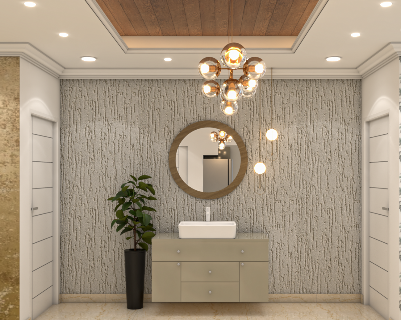Contemporary Foyer Design With Chandelier