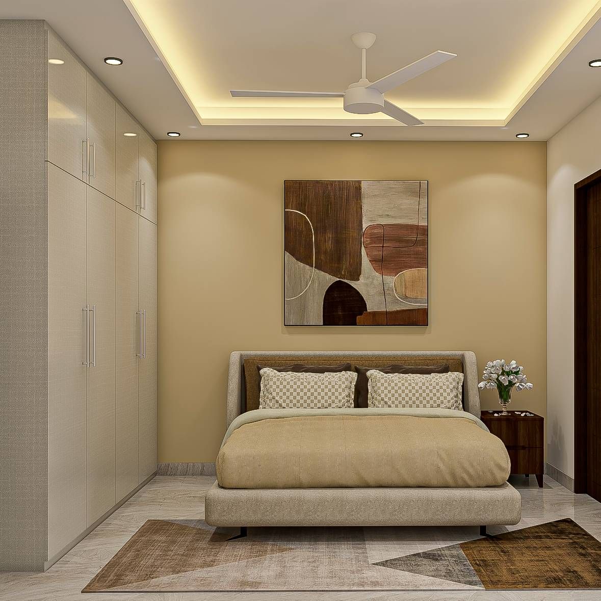 Earthy Themed Modern Spacious Guest Bedroom Design