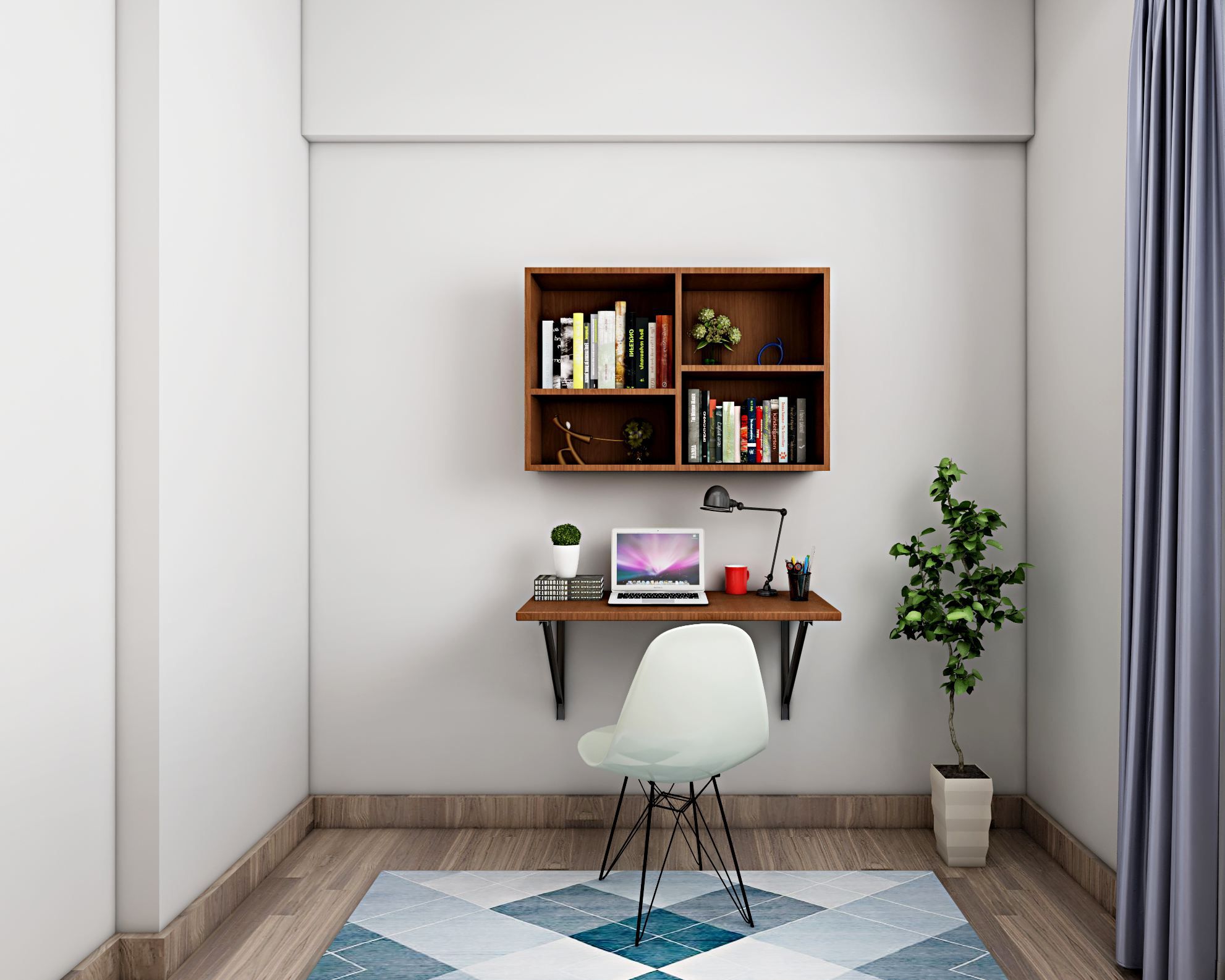 Industrial Home Office Design With Foldable Study Table
