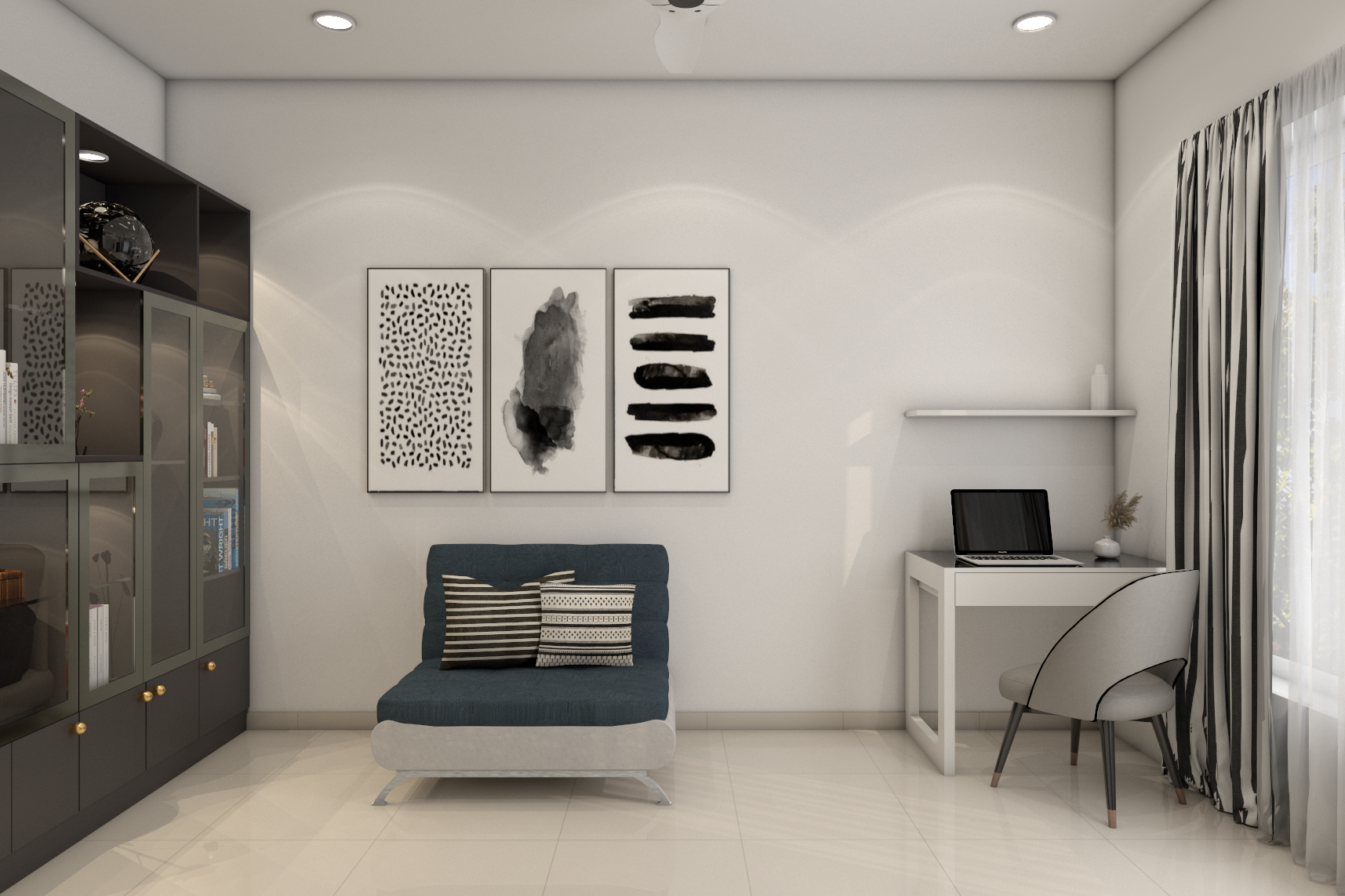 Modern Black And White Home Office Design Idea