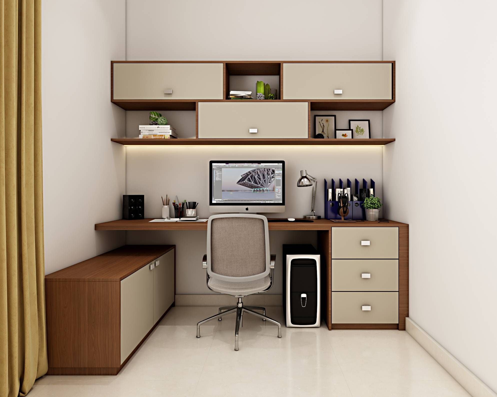 Modern Home Office Design With Wall-Mounted Study Unit