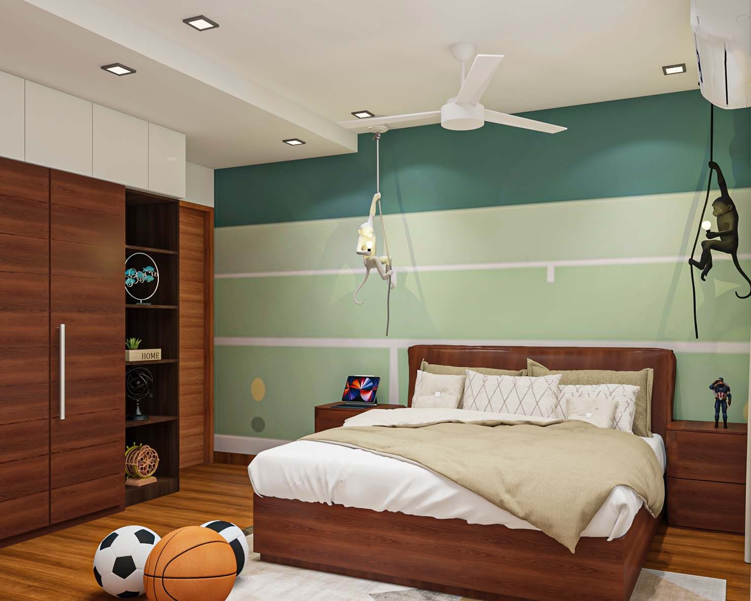 Classic Spacious Boy's Room Design In Green