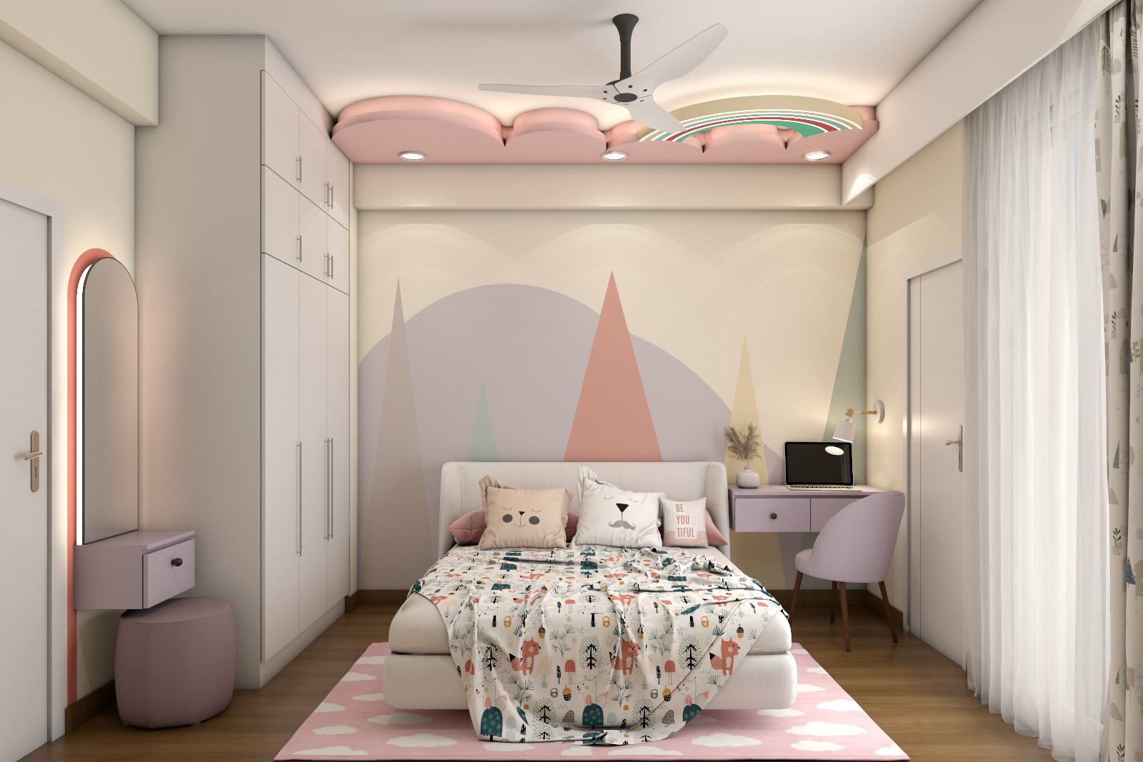 Contemporary Kid's Bedroom Design With Study Desk
