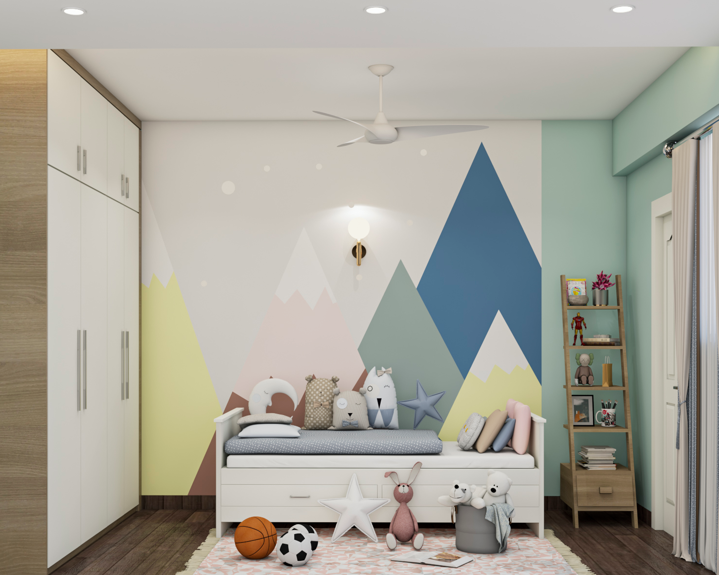 Compact Kid's Bedroom Design With Wardrobe And Loft | Livspace