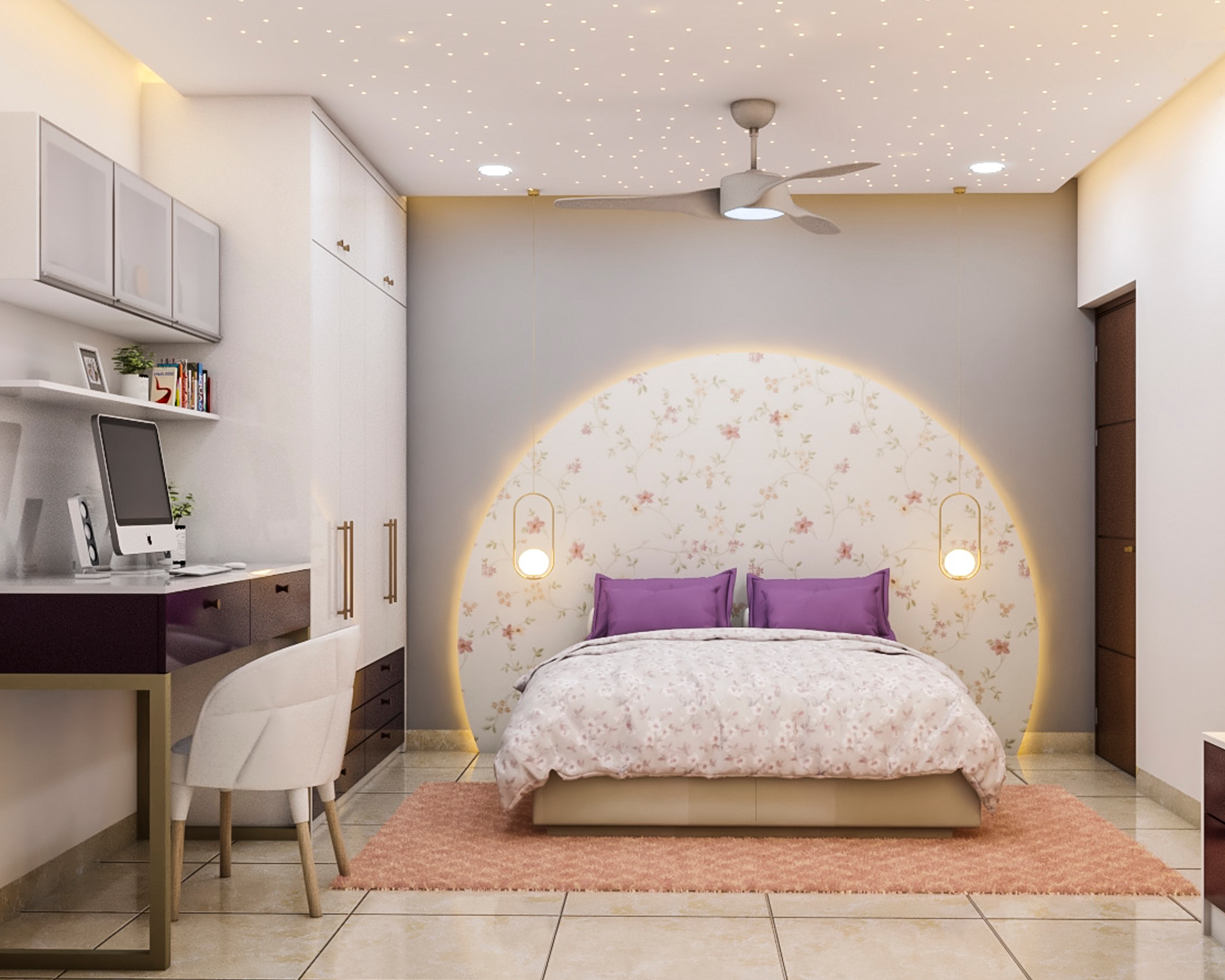 Modern Floral Themed Kid's Bedroom Design