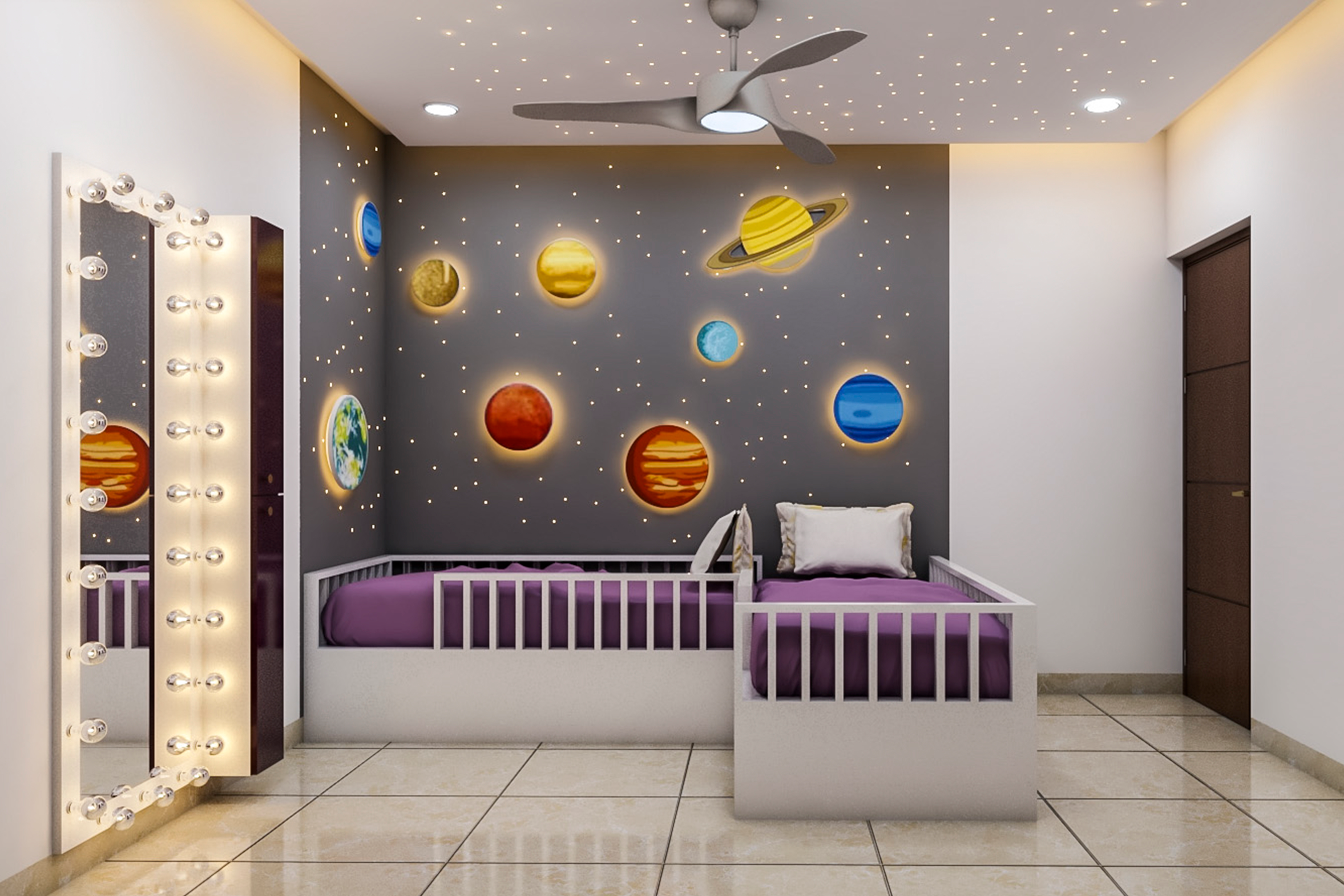 Modern Style Spacious Kid's Bedroom Design