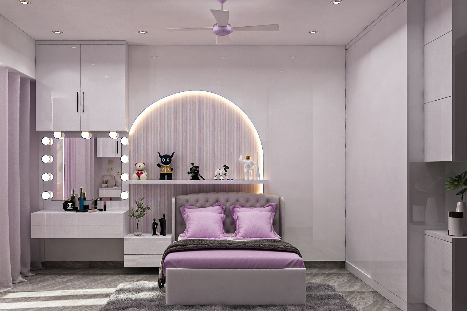 Contemporary Purple Kid's Bedroom Design With Sparkly Decor