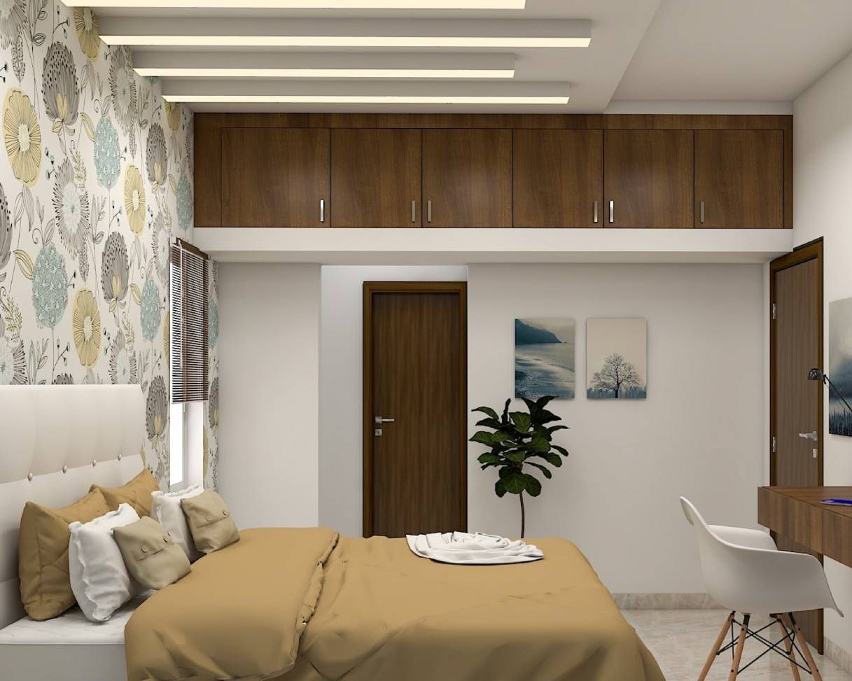 Modern Kid's Bedroom Design With Floral Wallpaper