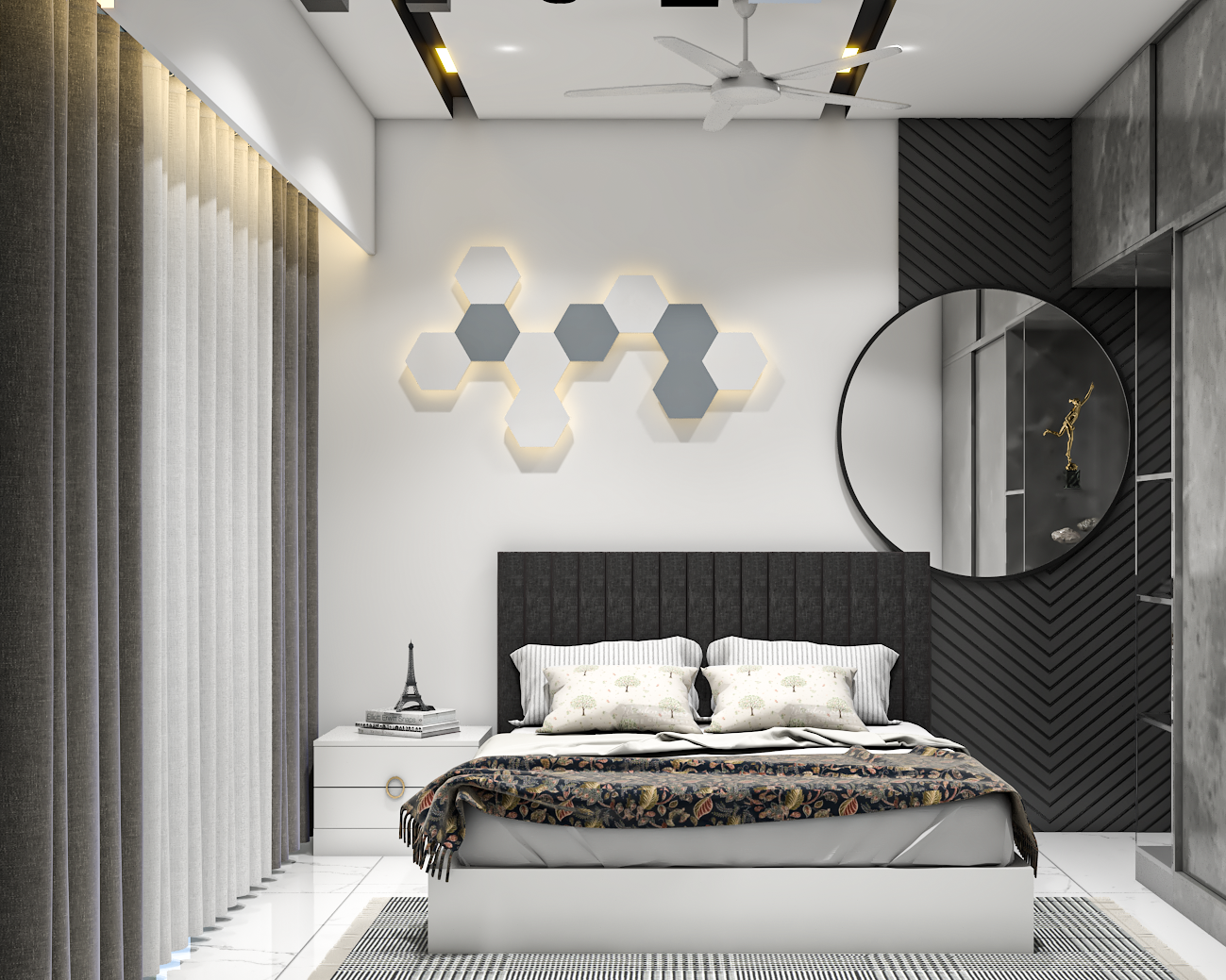 Contemporary Kid's Bedroom Design With Black And White Palette