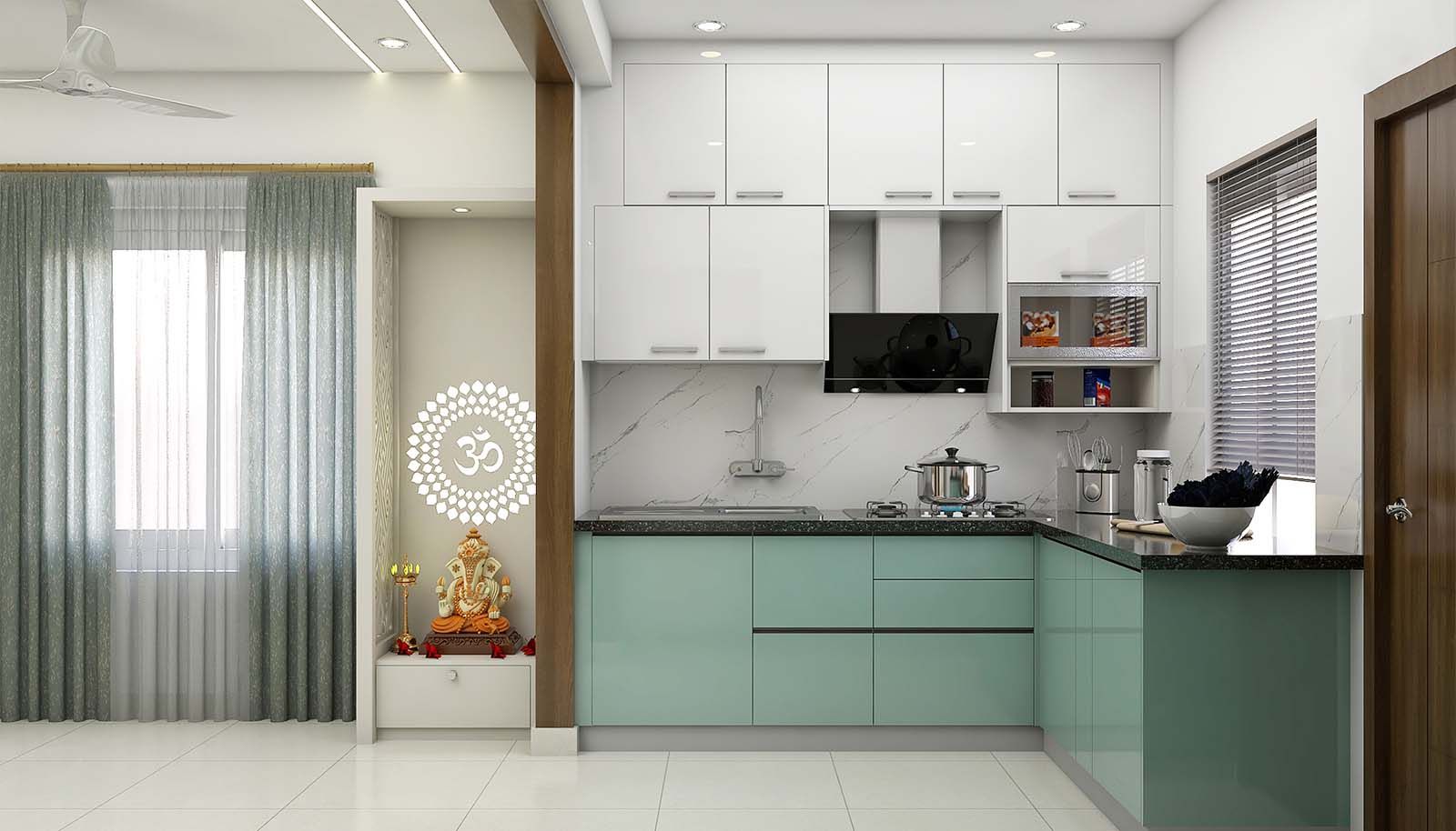 Pastel Green And White Contemporary Kitchen Design