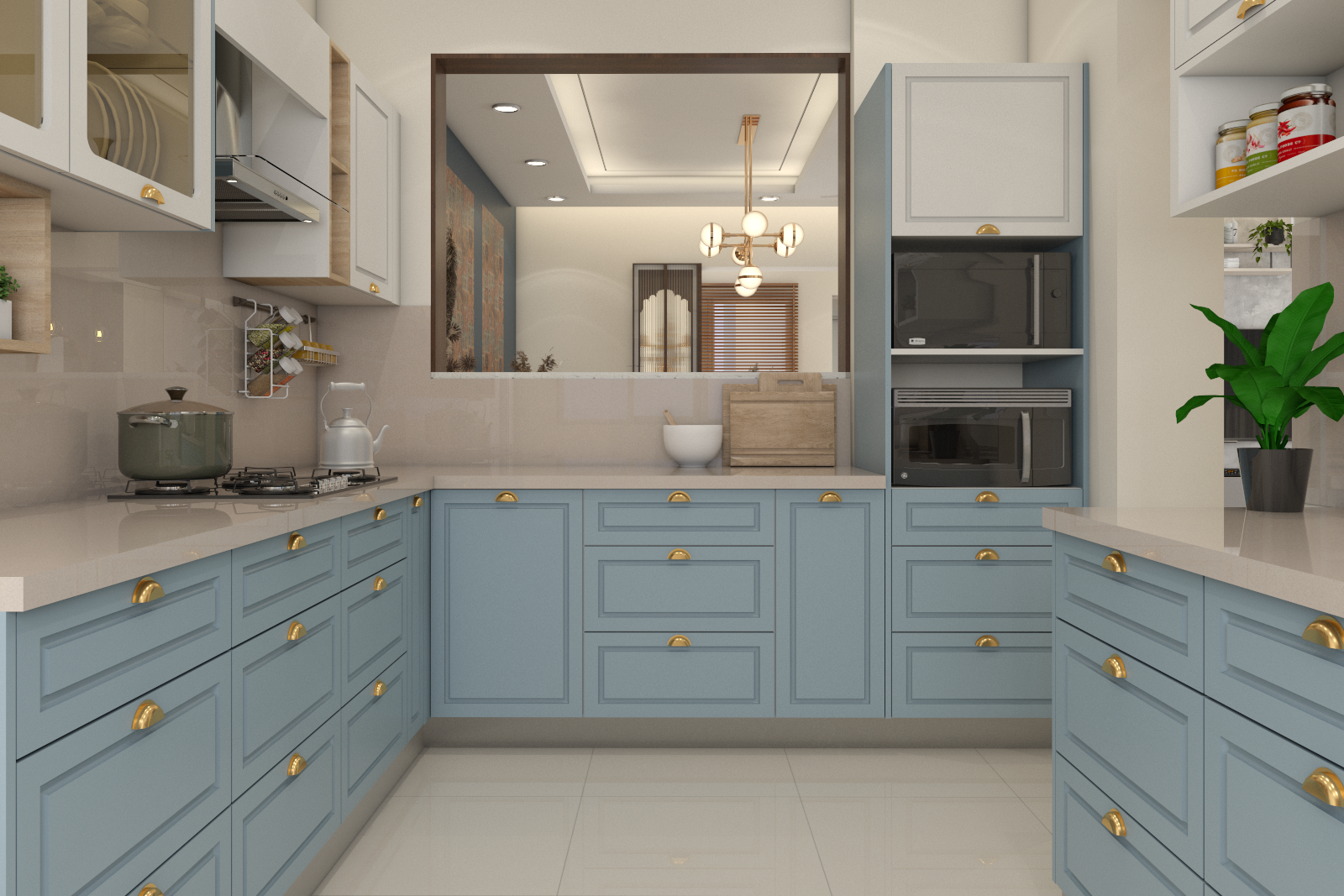 Blue And White Contemporary Kitchen Design