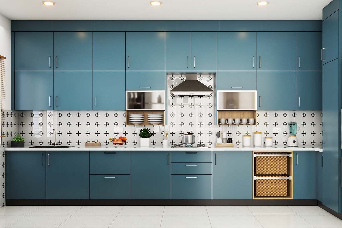 Modern Themed Blue Colour Kitchen Interior Design