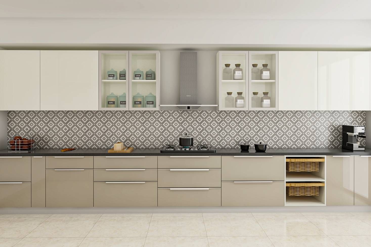 Contemporary Two-Toned Parallel Kitchen Design Idea