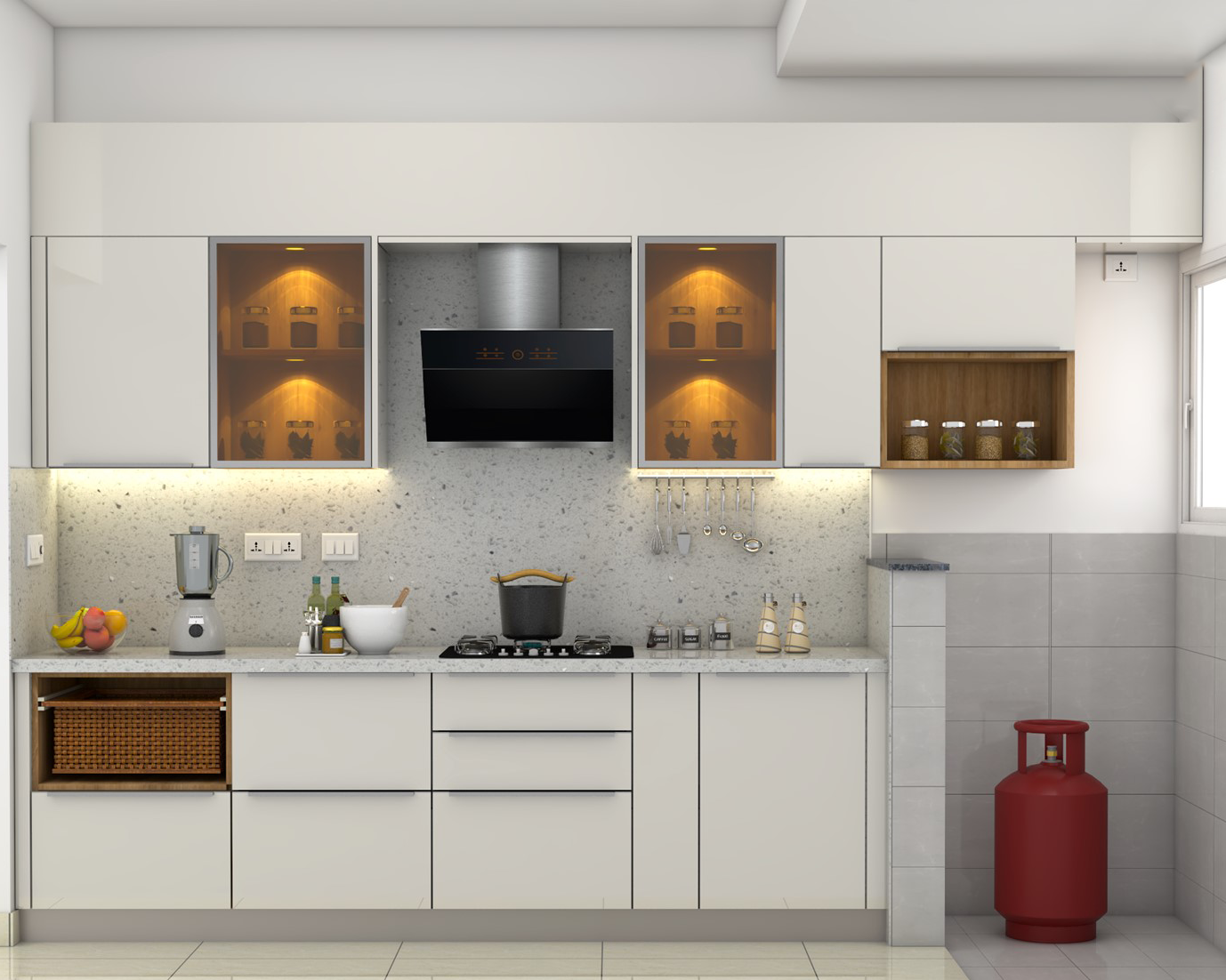 All-White Modern Parallel Kitchen Design