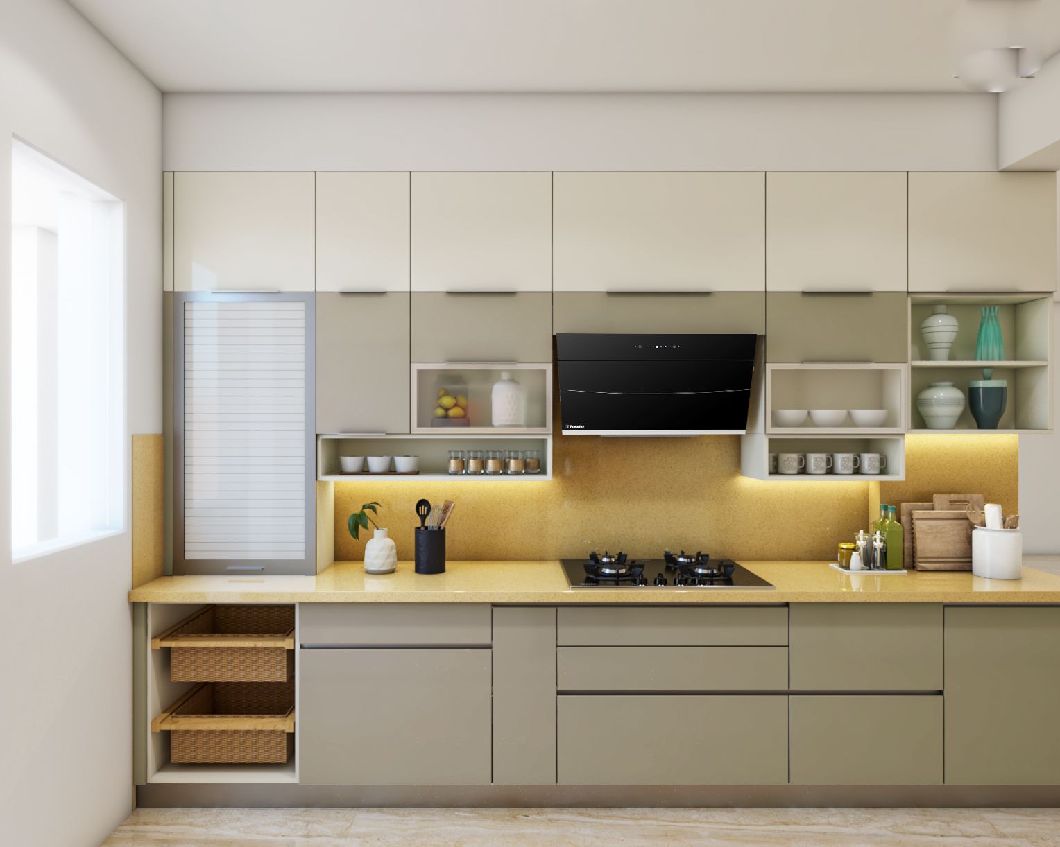 Contemporary Modular Kitchen Design With Work Triangle