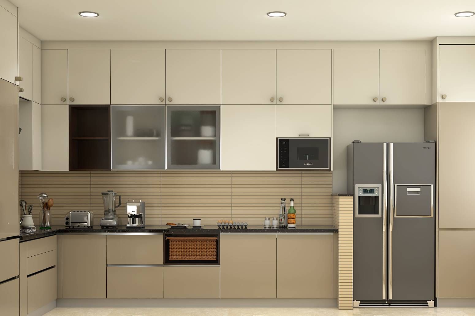 All-Beige Contemporary Modular Kitchen Design Ideas