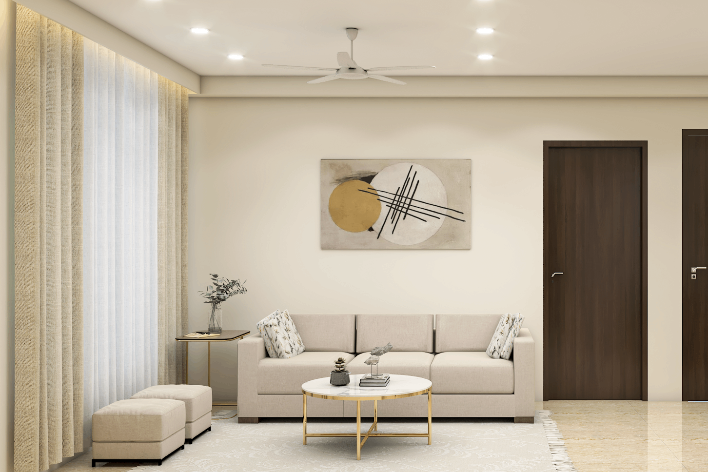 Spacious Contemporary Style Living Room Design