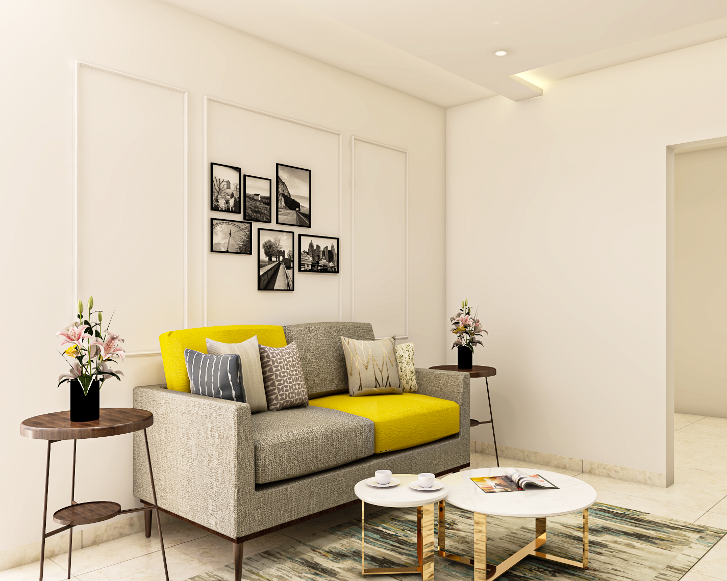 Modern Yellow And Grey Living Room Design