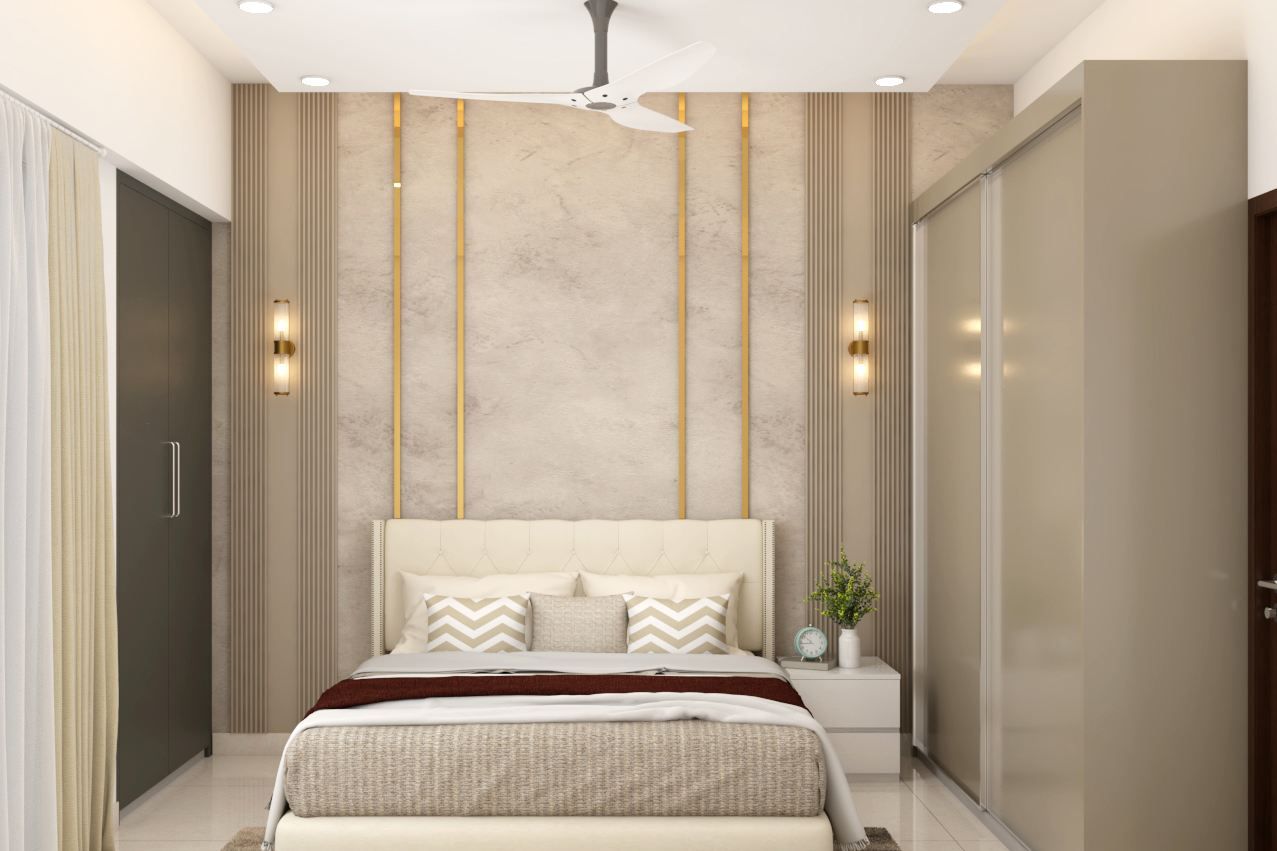 Monochromatic Contemporary Master Bedroom Design In Beige