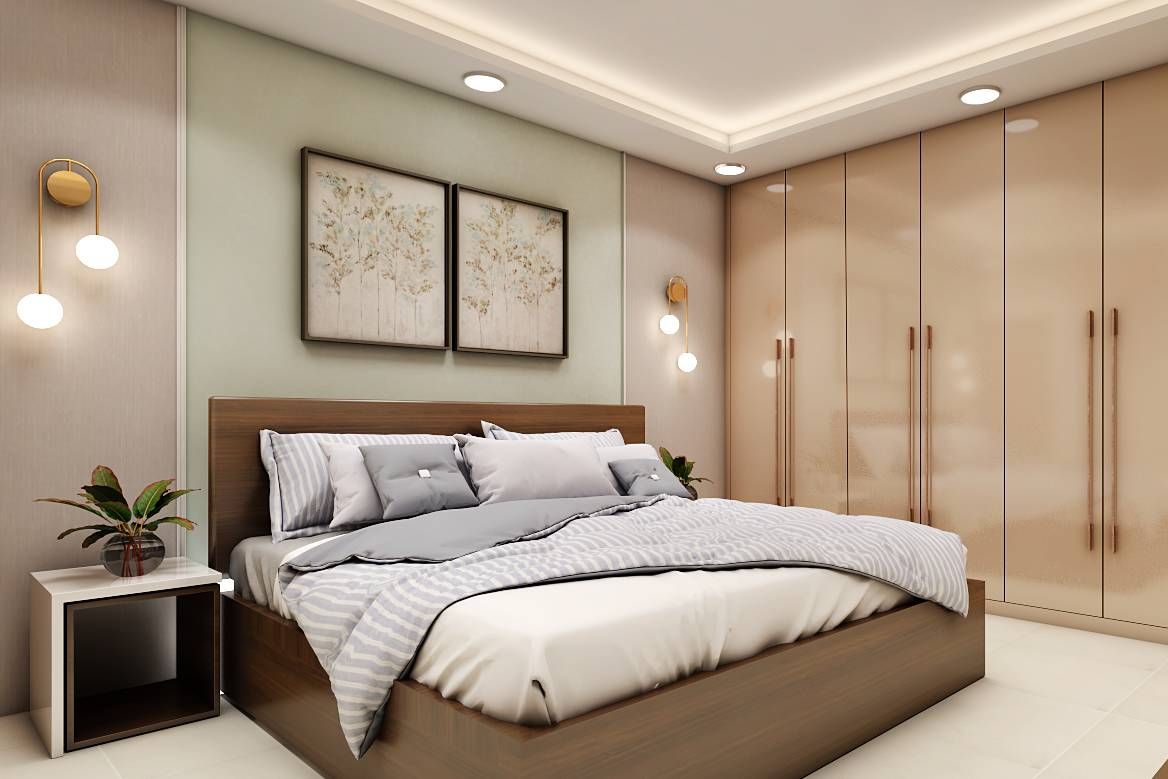 Contemporary Master Bedroom Design With Large Wardrobe | Livspace