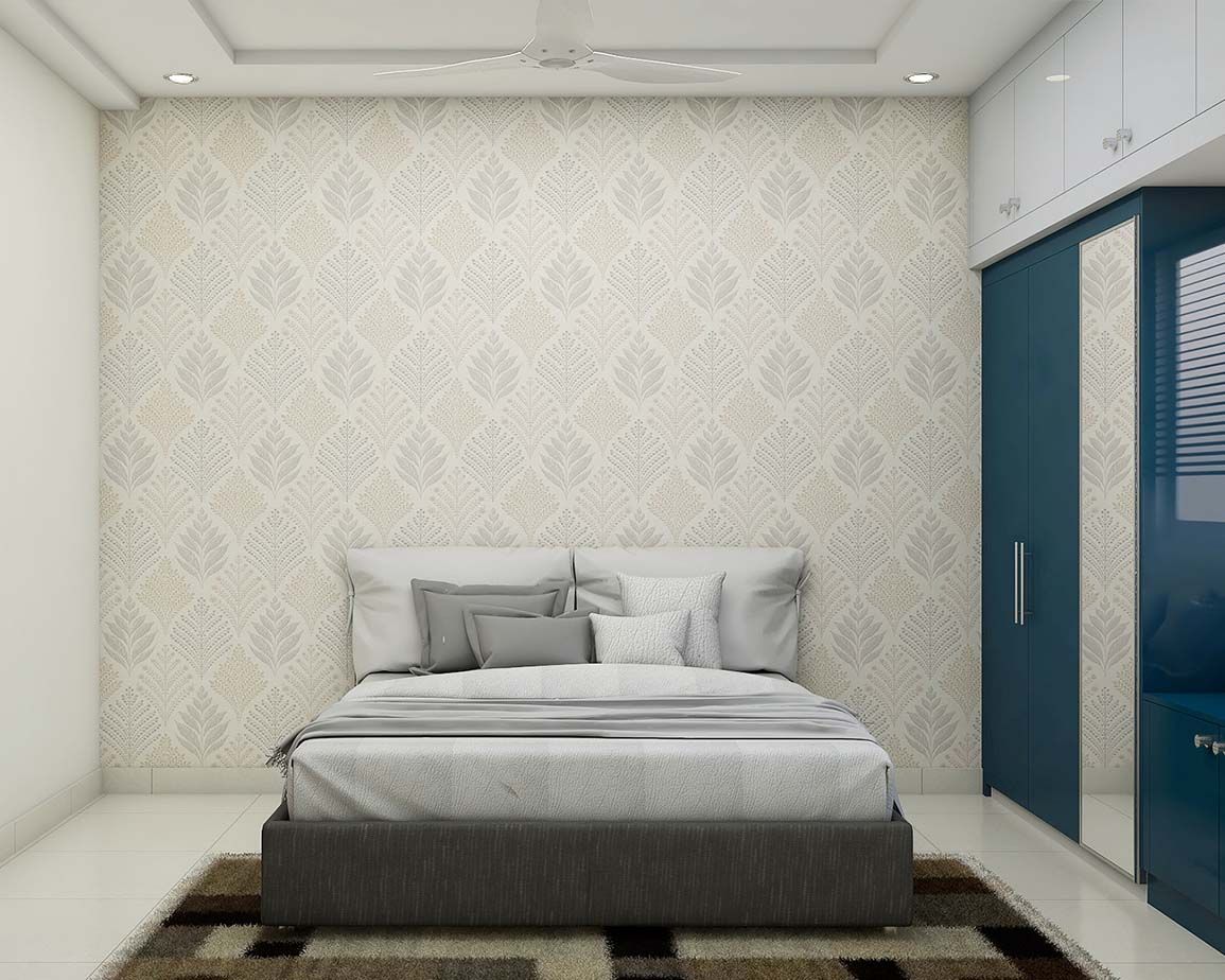 Contemporary Style Master Bedroom Design With Blue And White Wardrobe