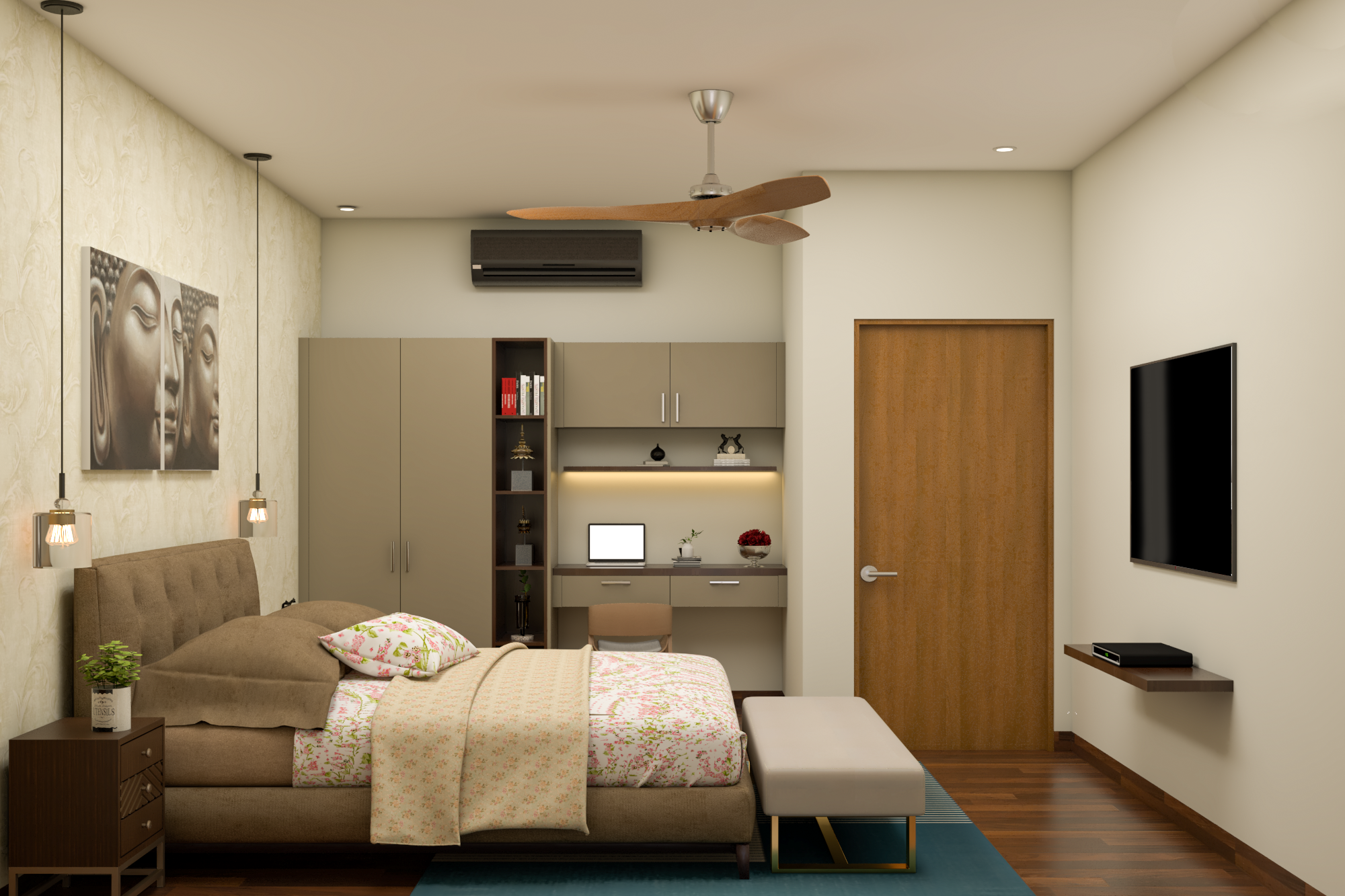 Modern Style Compact Master Bedroom Design