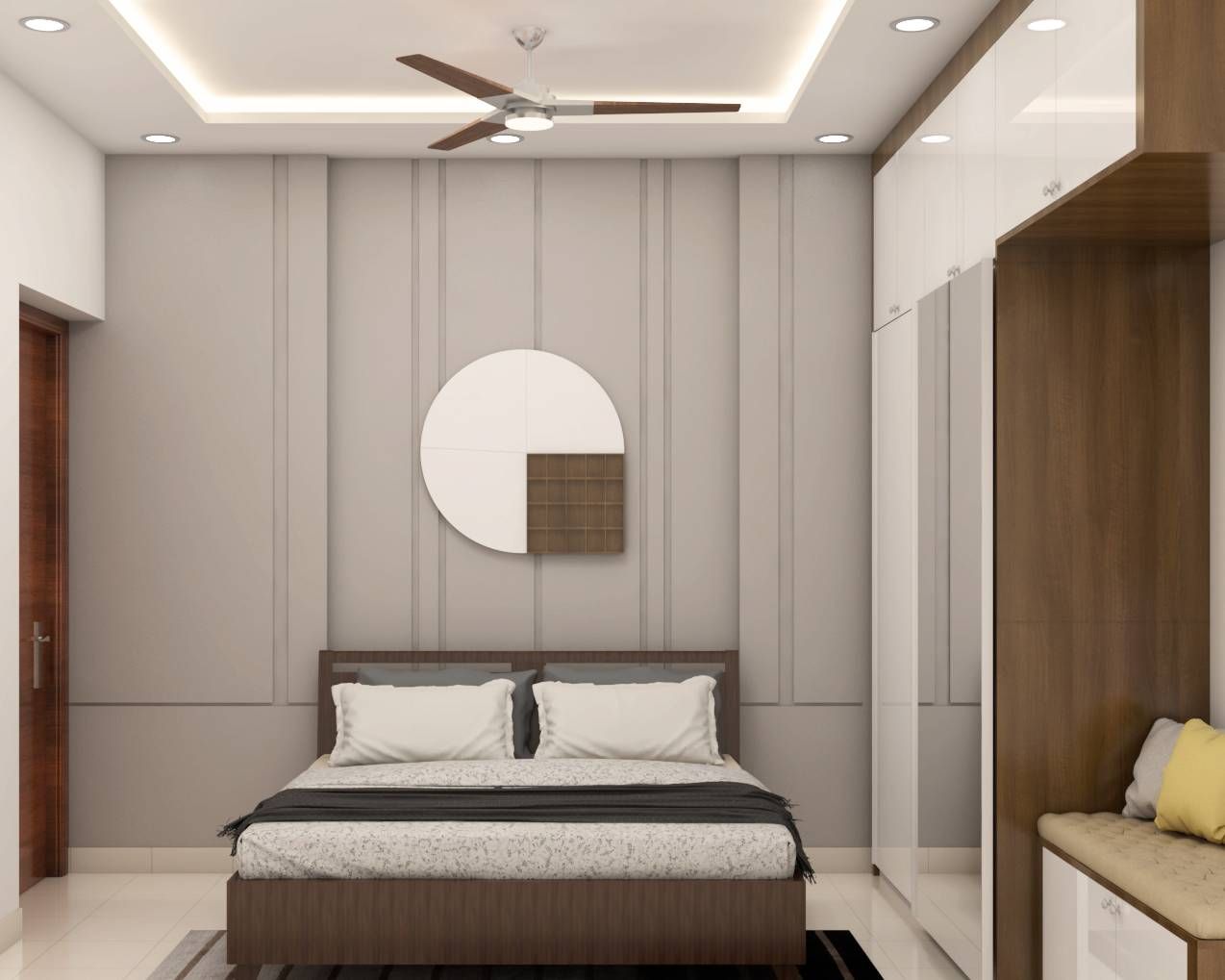 Modernistic Master Bedroom Design With Sliding Wardrobe | Livspace