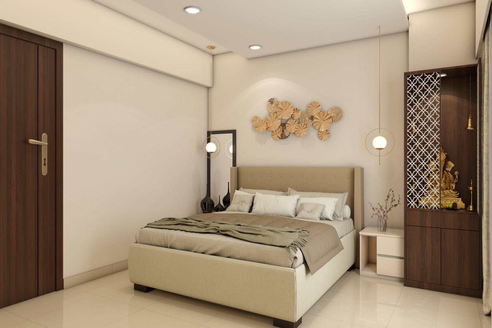 Compact Kid's Bedroom Design With Pooja Unit