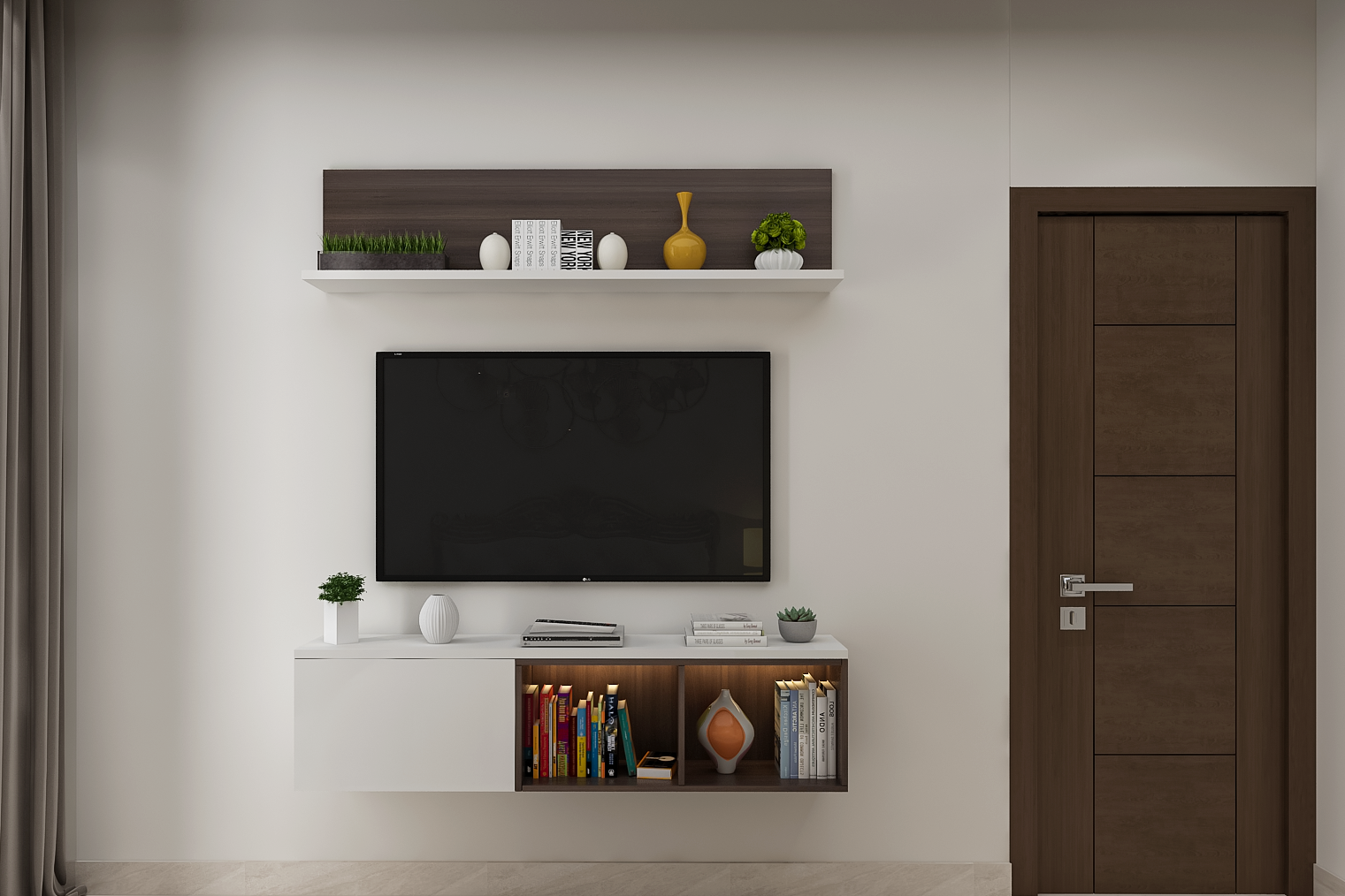 Compact Sized Classic Themed Low Maintenance TV Unit Design Livspace