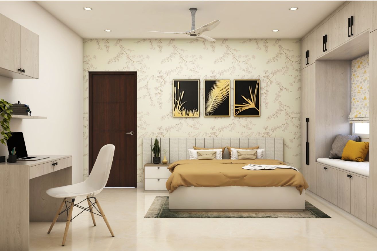 Modern Master Bedroom Design With Window Bench | Livspace