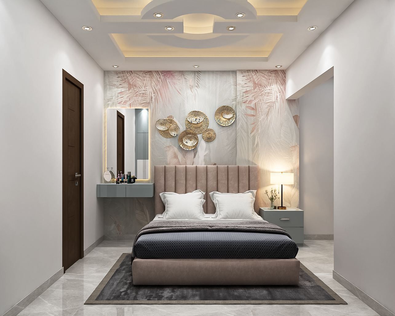 Pastel Pink Contemporary Master Bedroom Design Idea