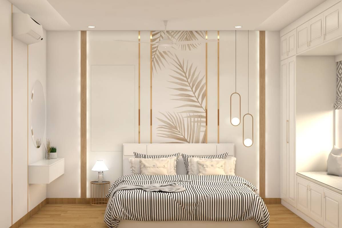 Modern Master Bedroom Design With White Walls And Wardrobe