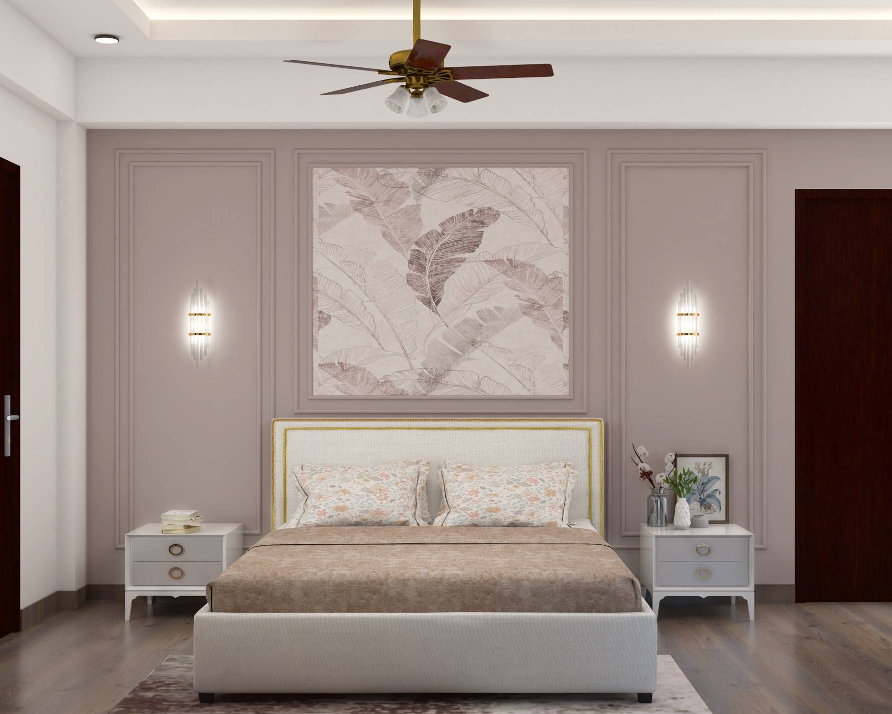 Modern Spacious Master Bedroom Design In Pink