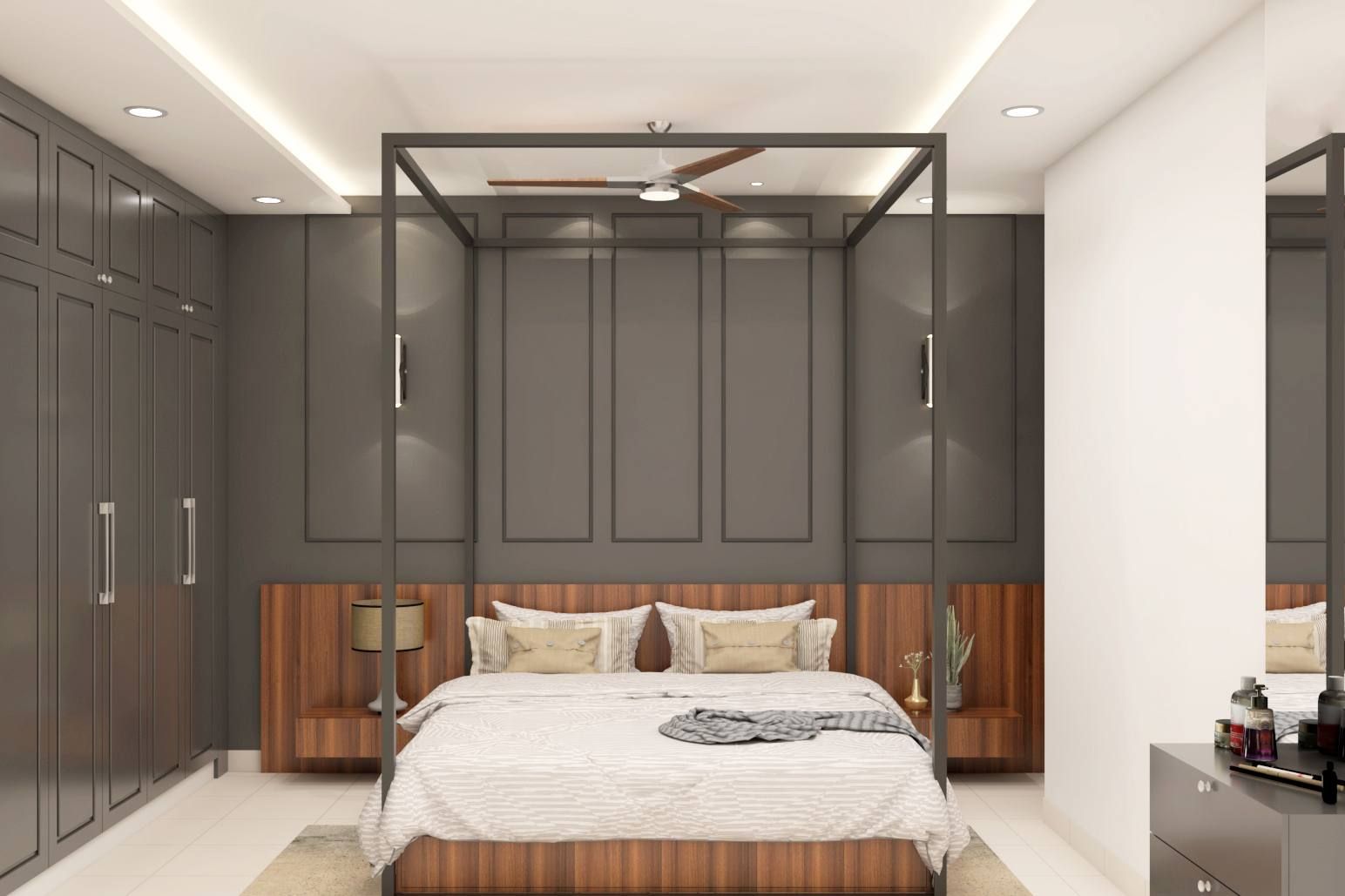 Modern Master Bedroom Design With Wooden Panelling | Livspace