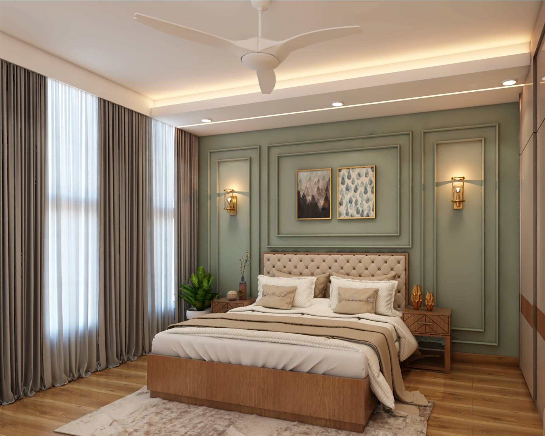 Classic Master Bedroom Design With Wooden Bed | Livspace