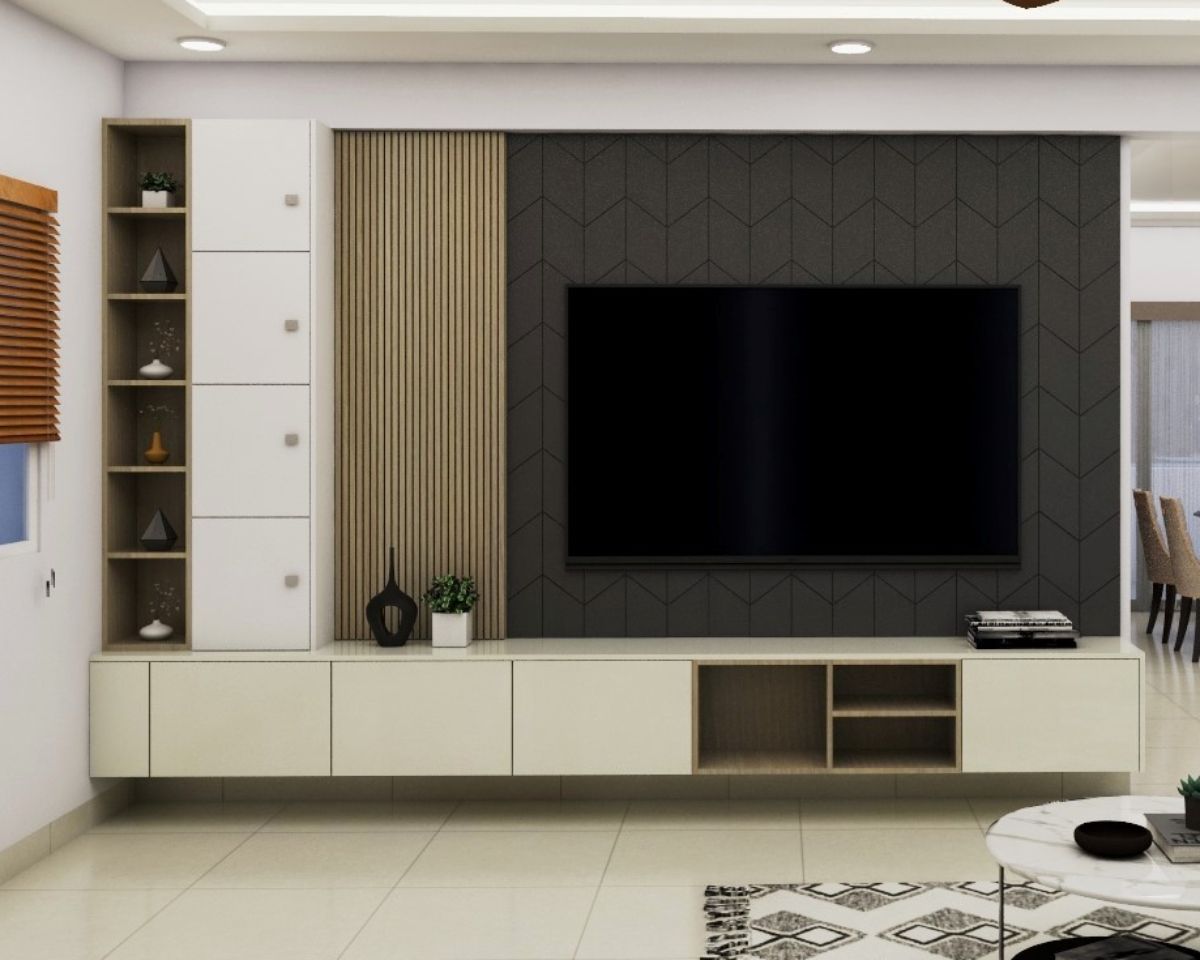 Modern Themed Compact Sized Low Maintenance TV Unit Design | Livspace