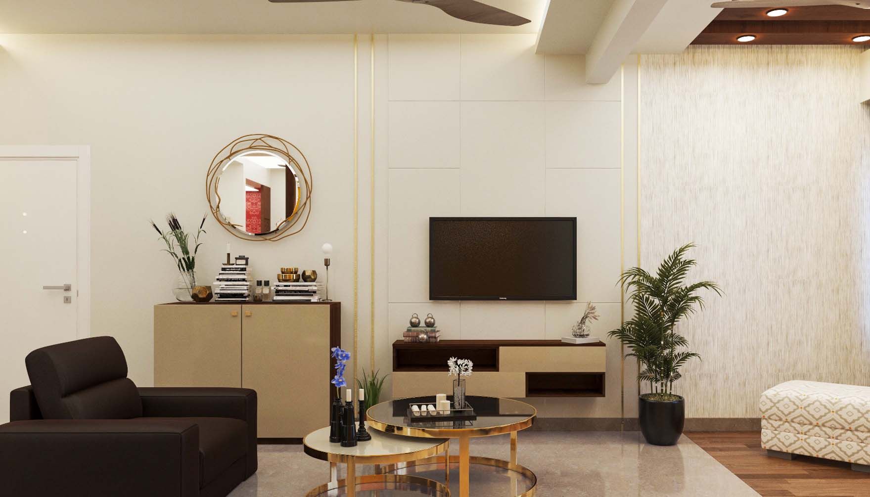 Dual Tone Contemporary TV Unit Design | Livspace