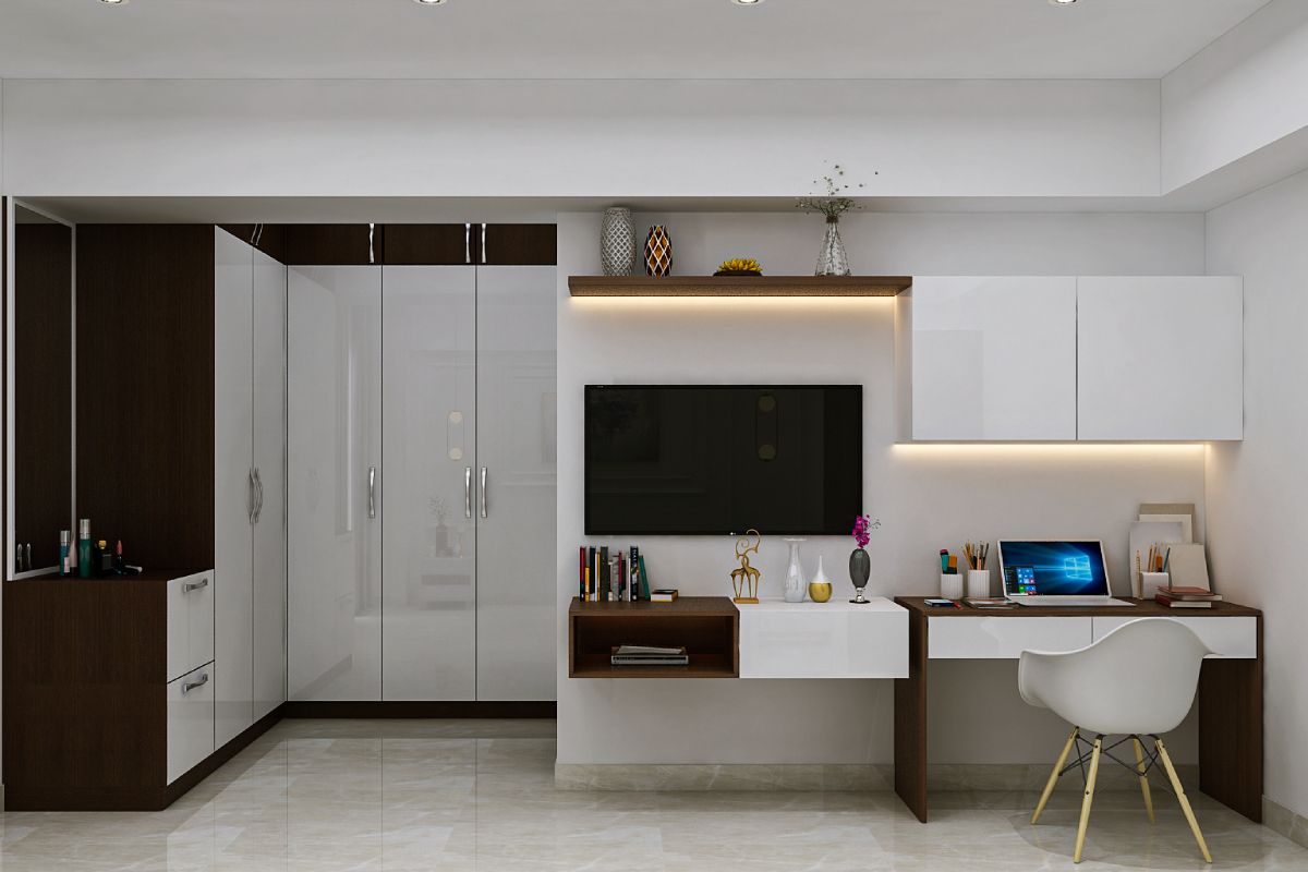Modern TV Unit Design With Integrated Study Livspace