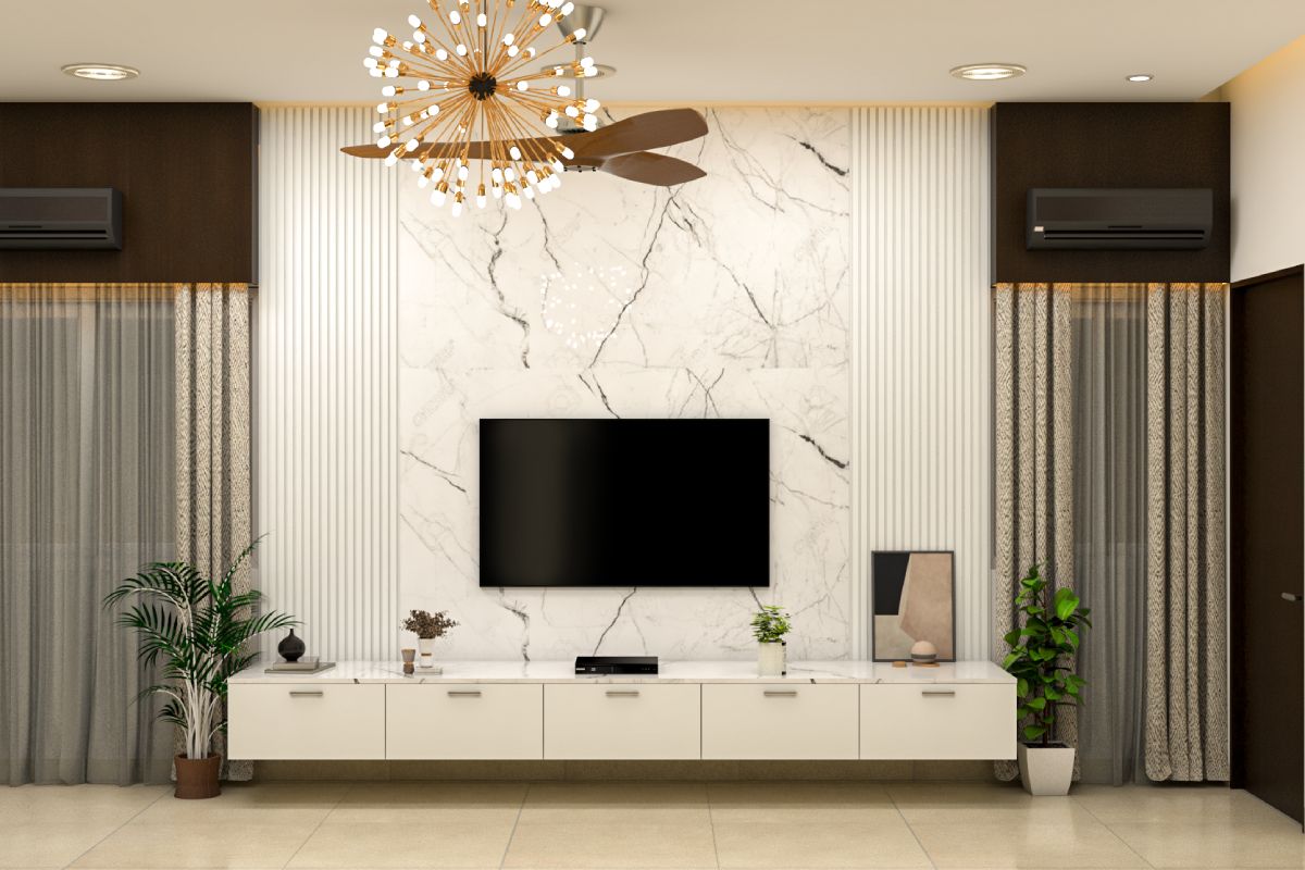 white marble effect tv unit