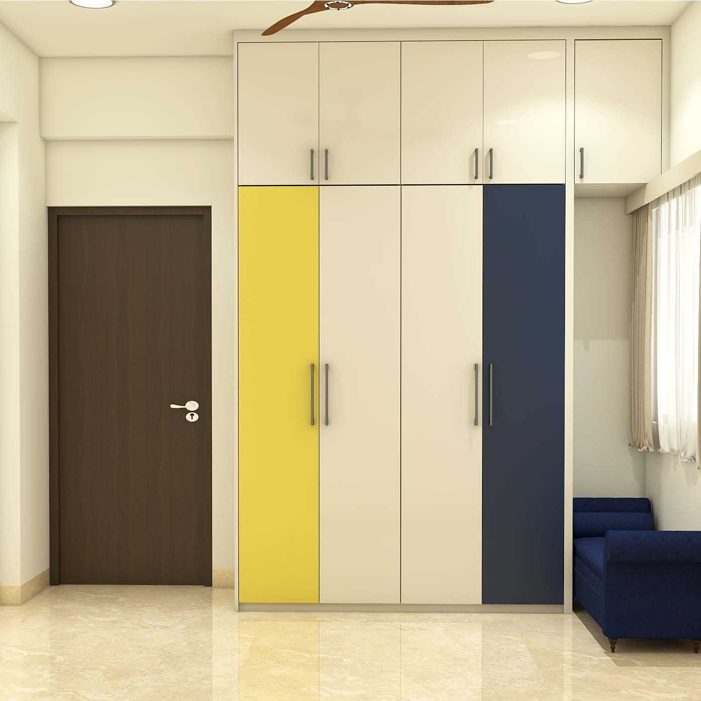 Tri Colour Modern Wardrobe Designed With Spacious Interiors