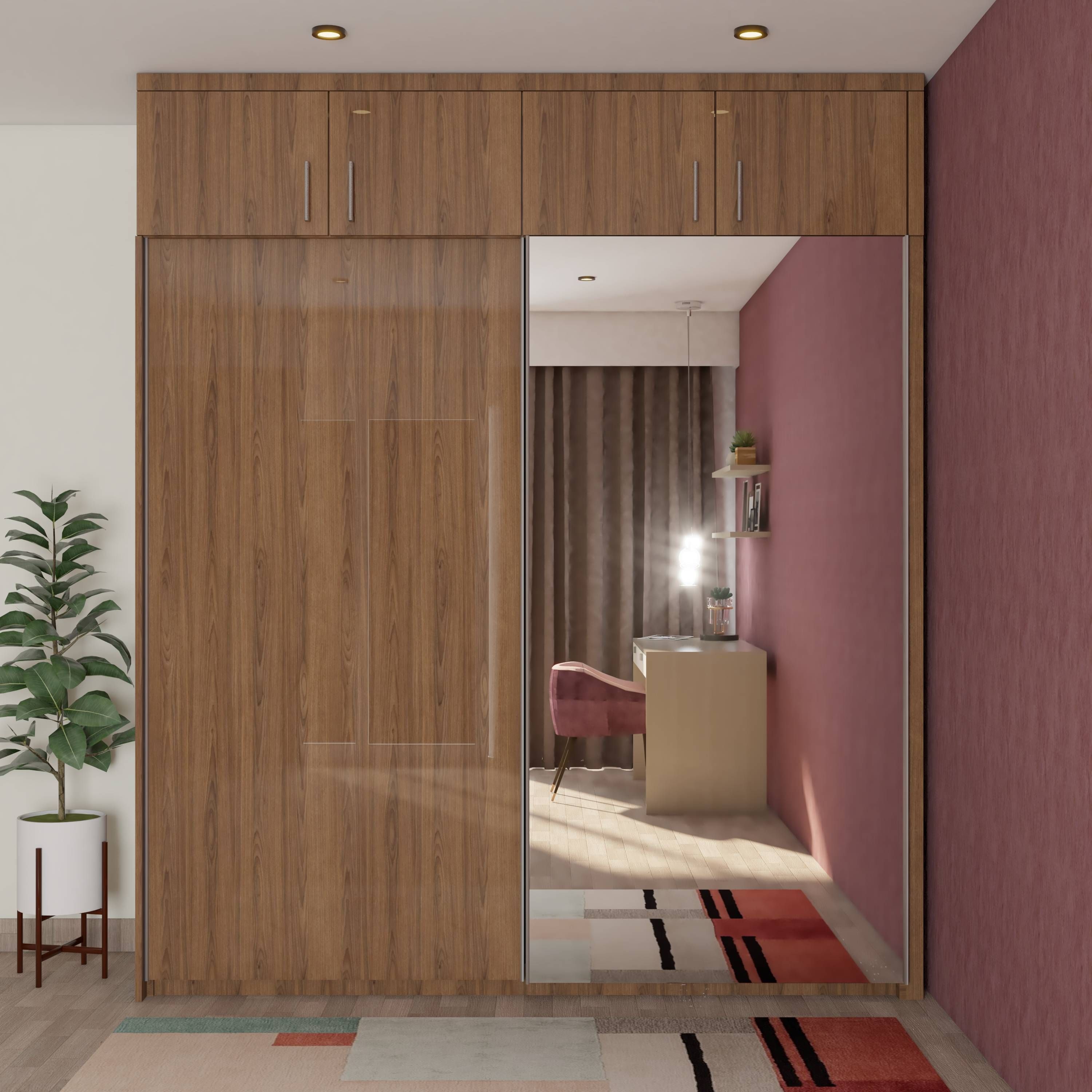Compact Sliding Door Wooden Wardrobe Livspace