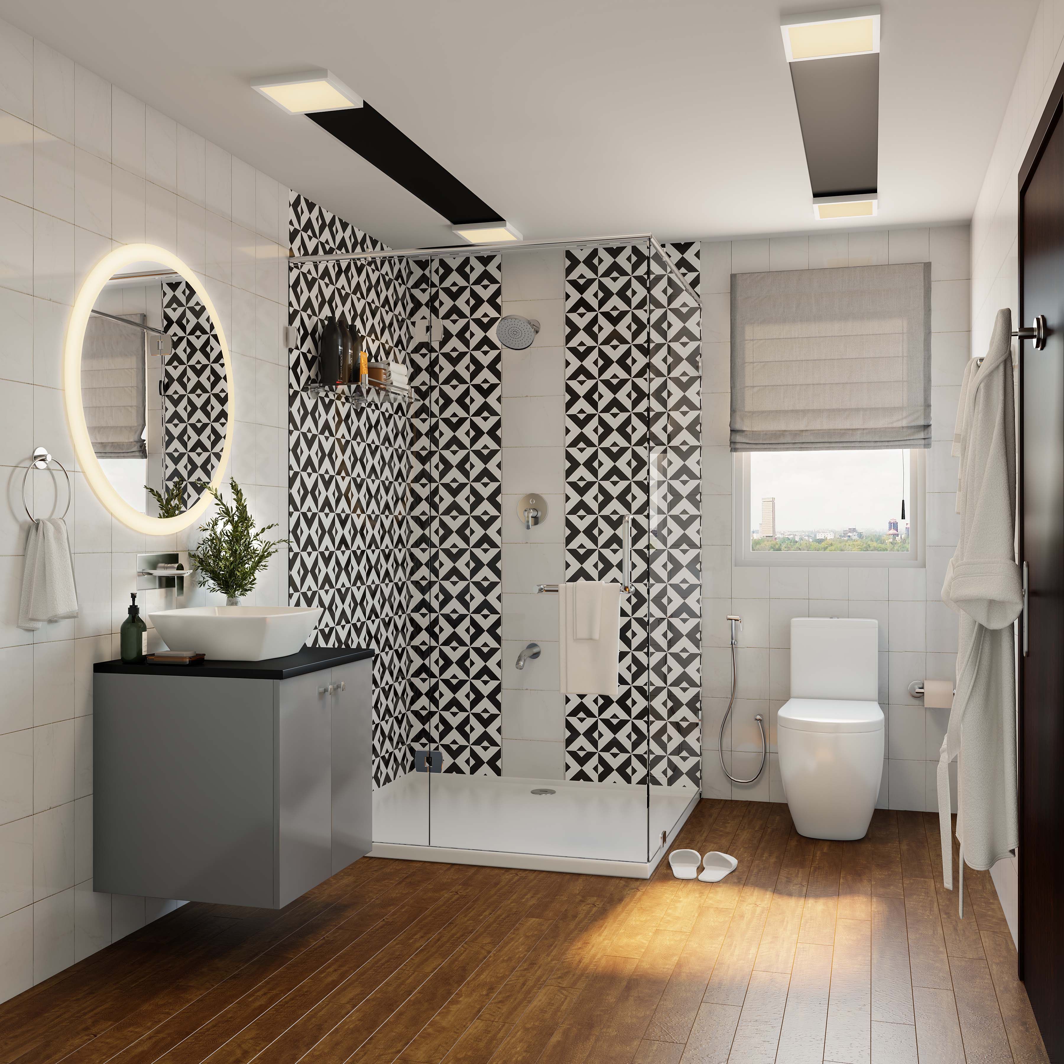 Modern Ceramic Square Glossy Geometric Bathroom Tile Design