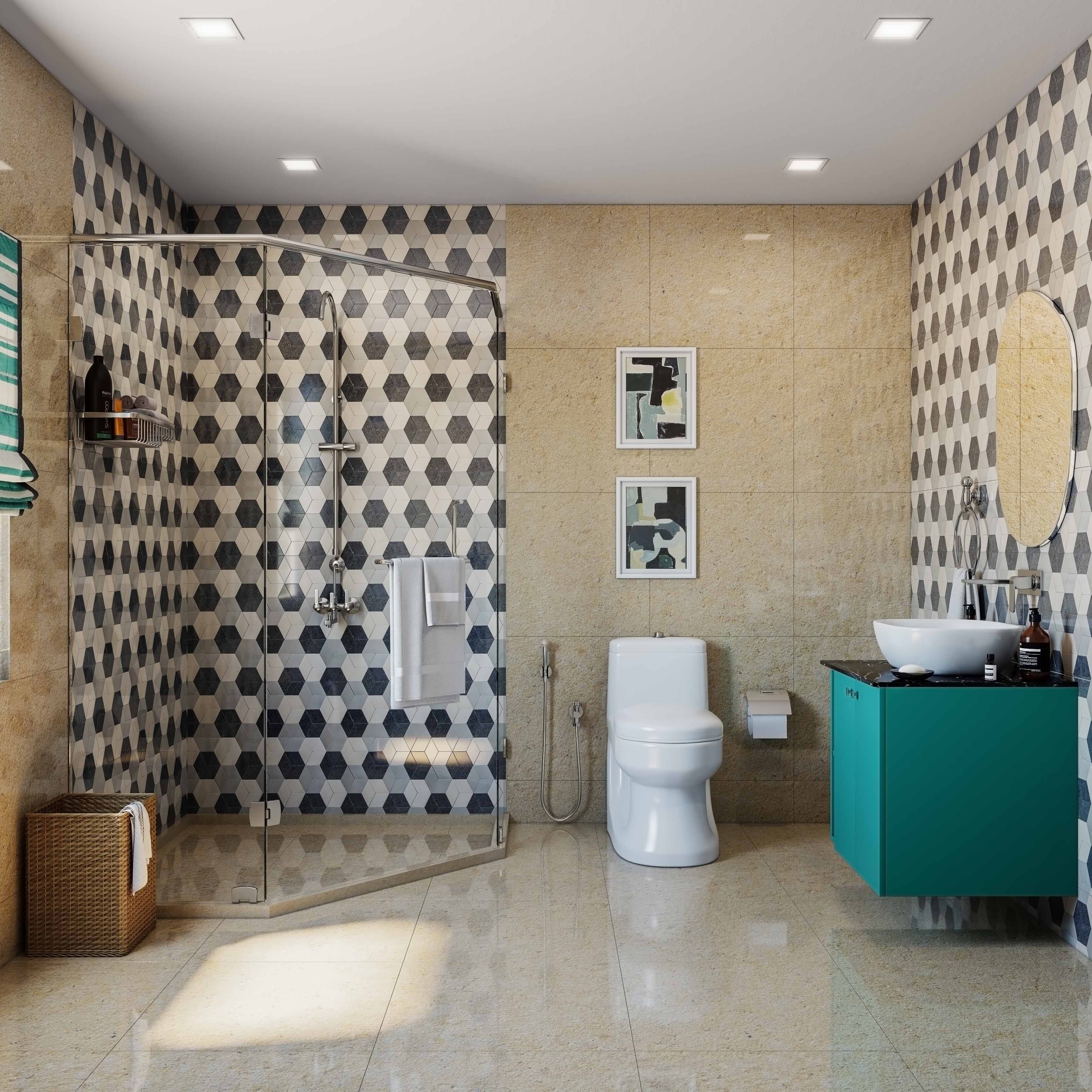 Semi-Glossy Hexagonal Moroccan Ceramic Bathroom Tile Design