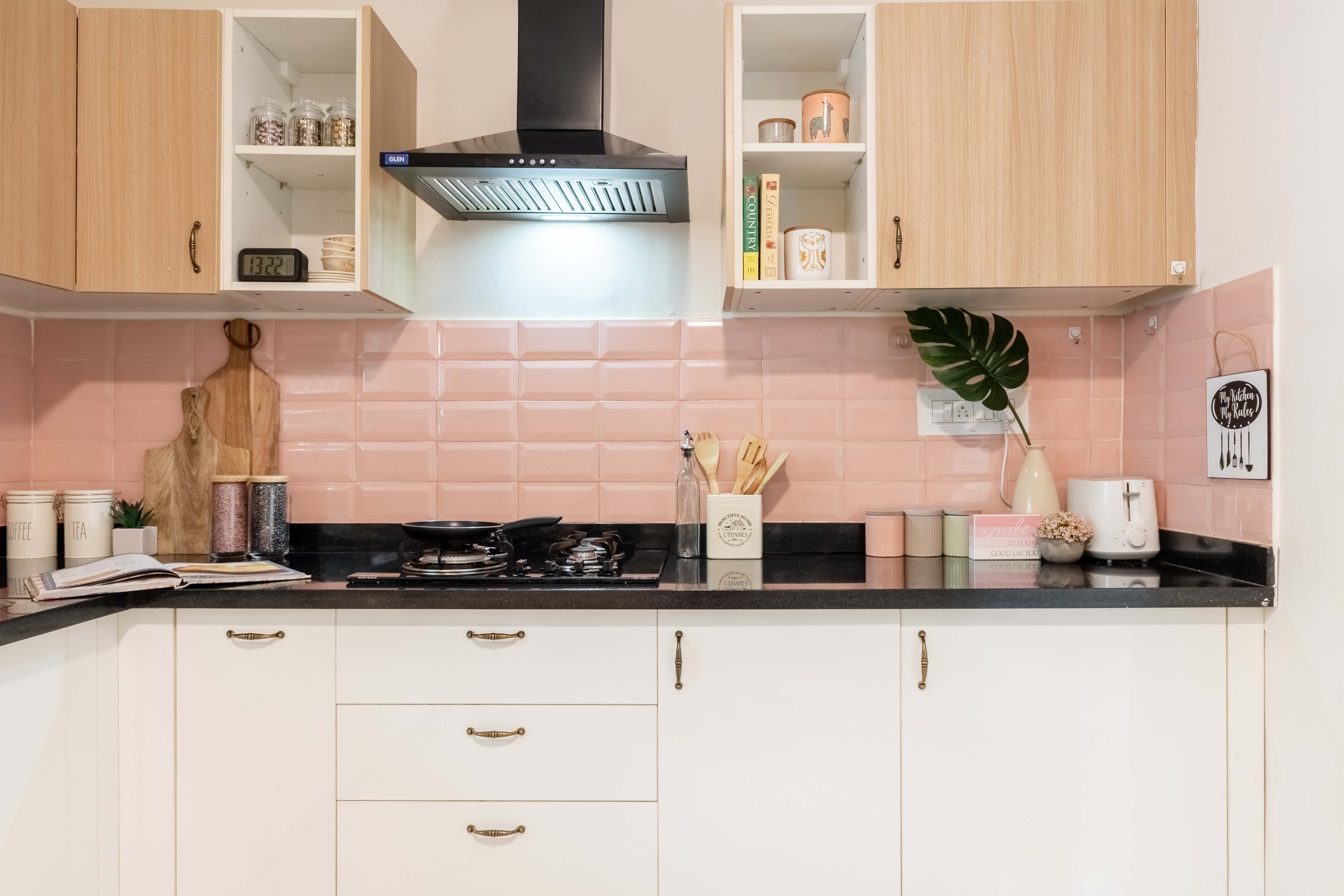 Classic Ceramic Pink Subway Kitchen Tile Design