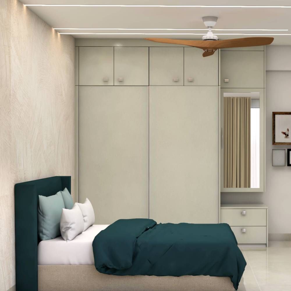 Contemporary 2-Door Sliding Wardrobe in Champagne with Laminate Suede Finish